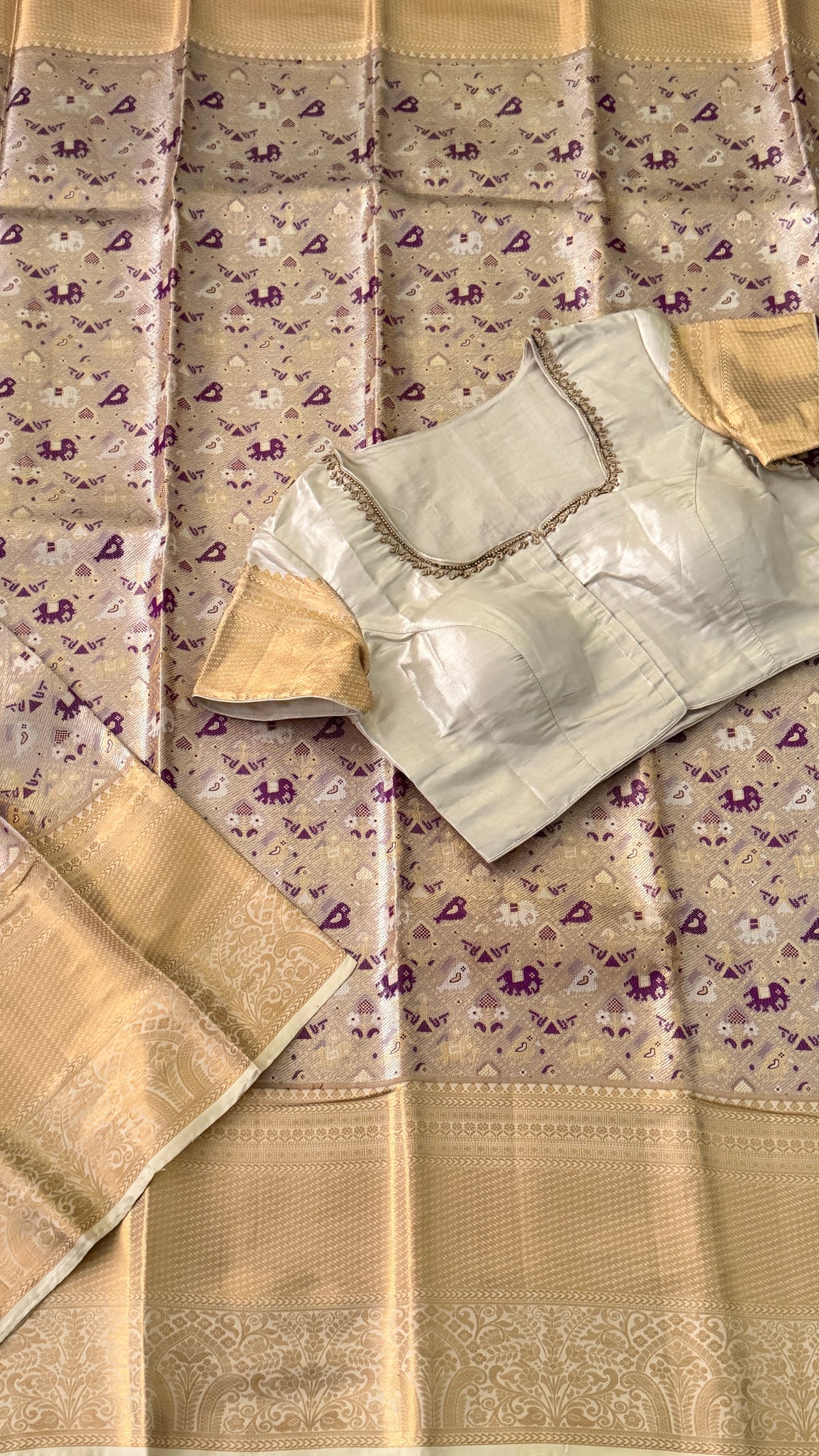 Champagne Gold Kanchi Silk Saree