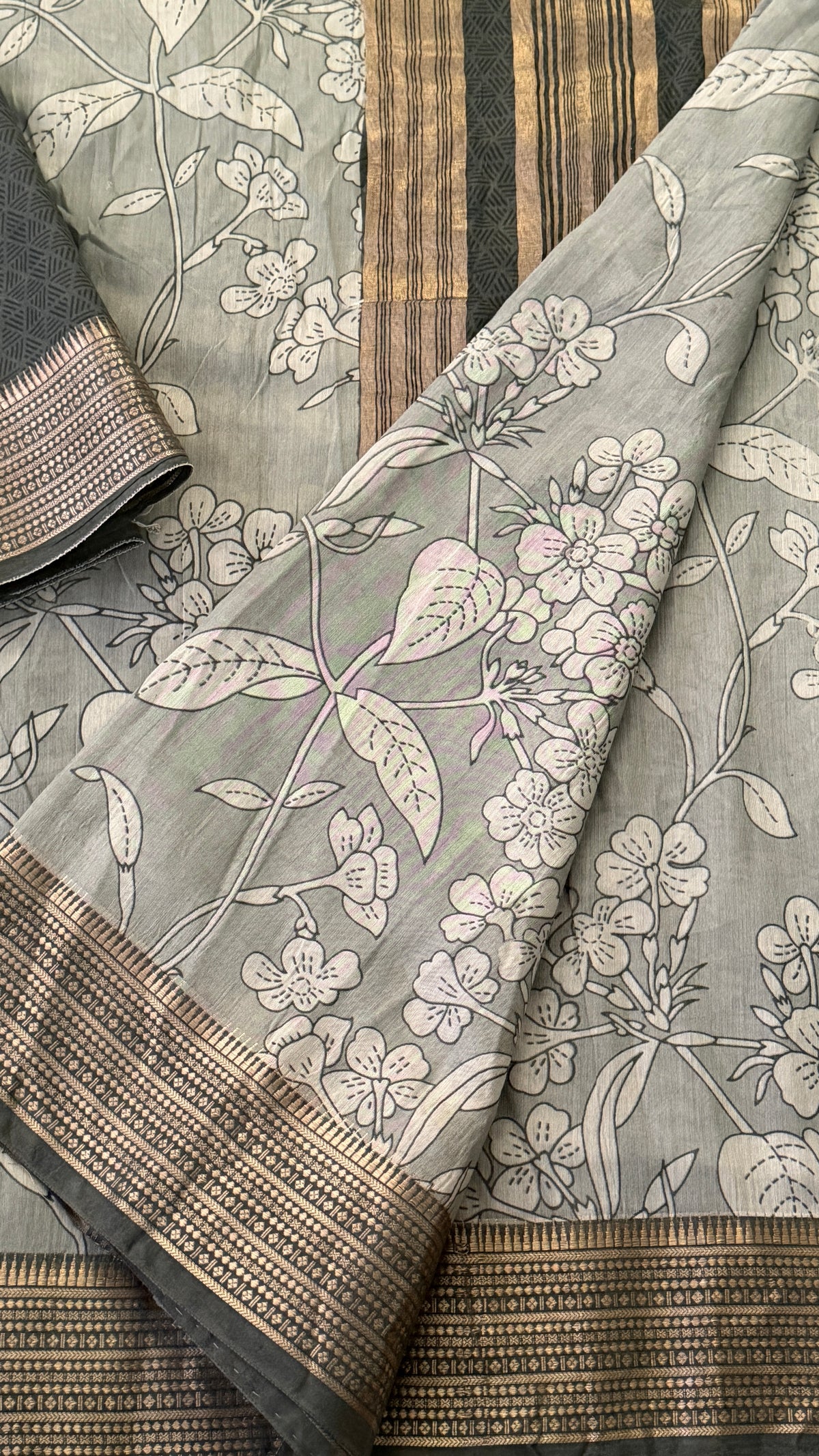 Grey Soft Cotton Saree