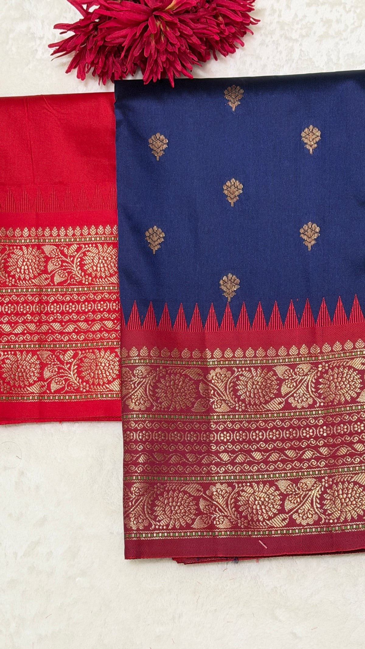 Navy Blue Semi Silk Saree