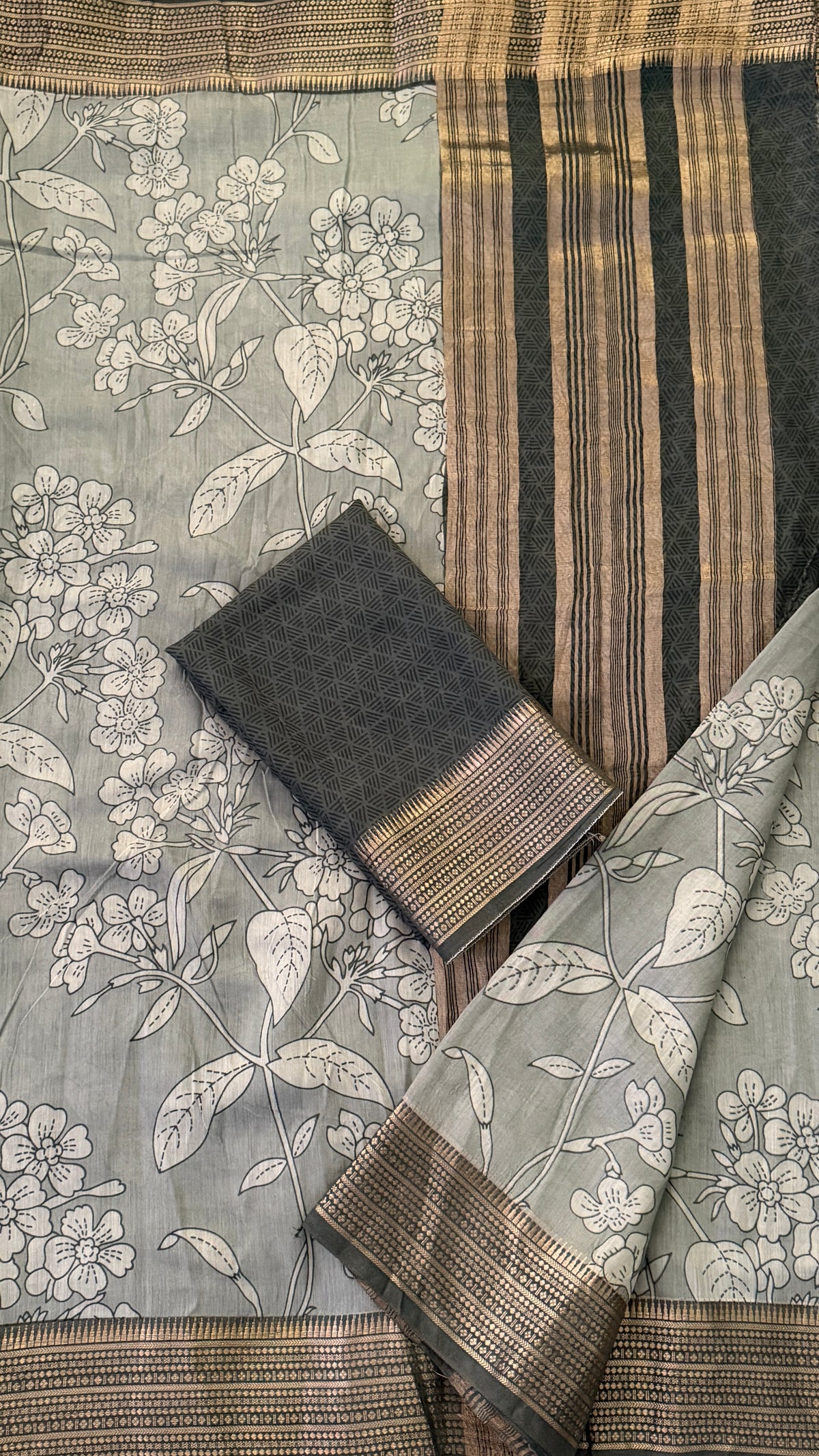 Grey Soft Cotton Saree