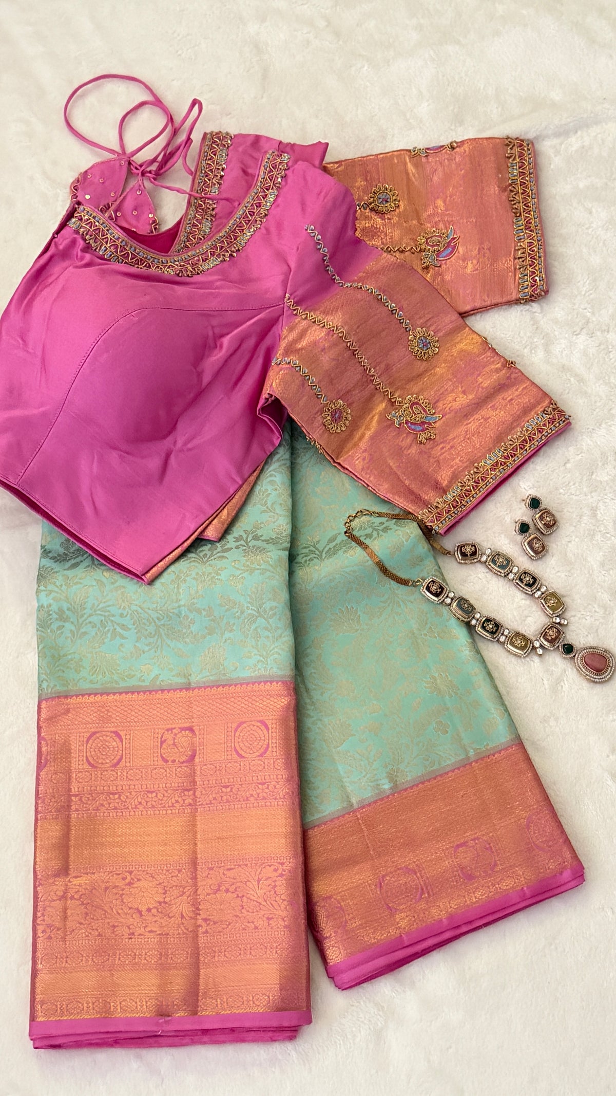 Mint Green Kanchi Silk Saree