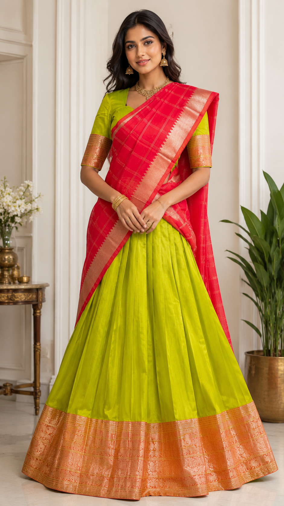 Green Malgalagiri Silk Langa Voni