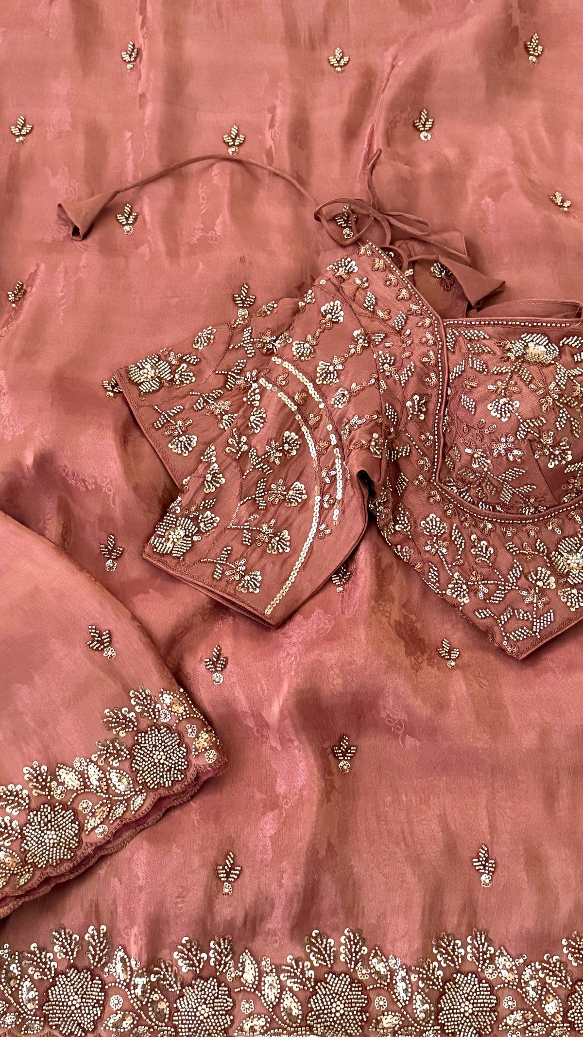 Rose Gold Crepe Silk Fancy Saree