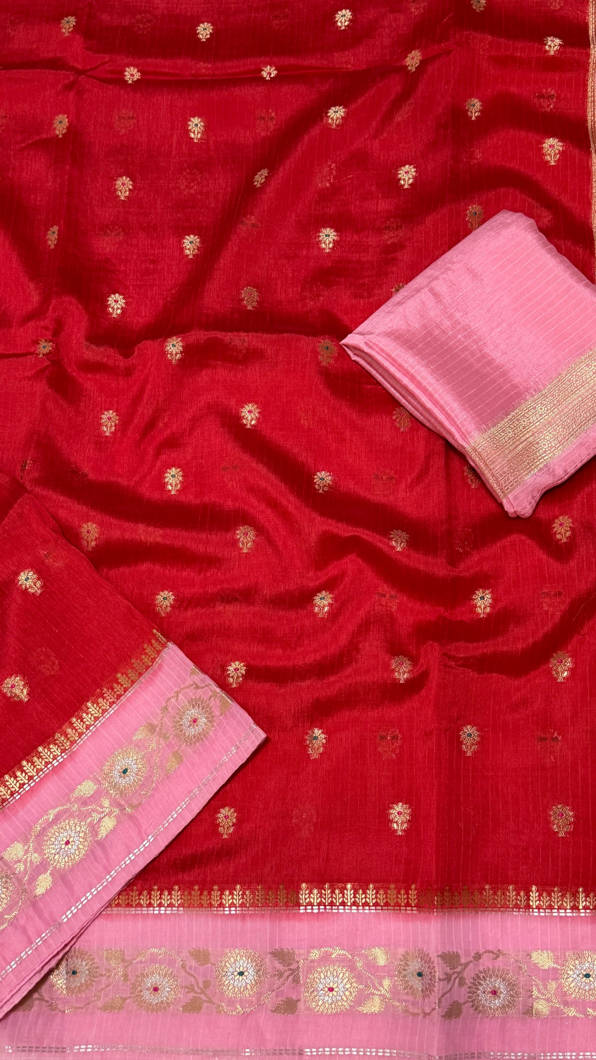 Red Viscose Beneras Silk Saree