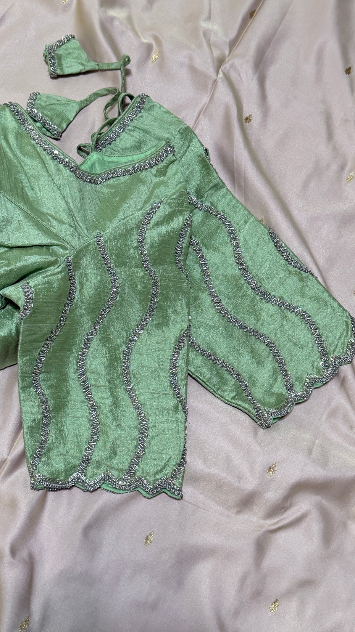 Seaform Green Raw Silk Blouse