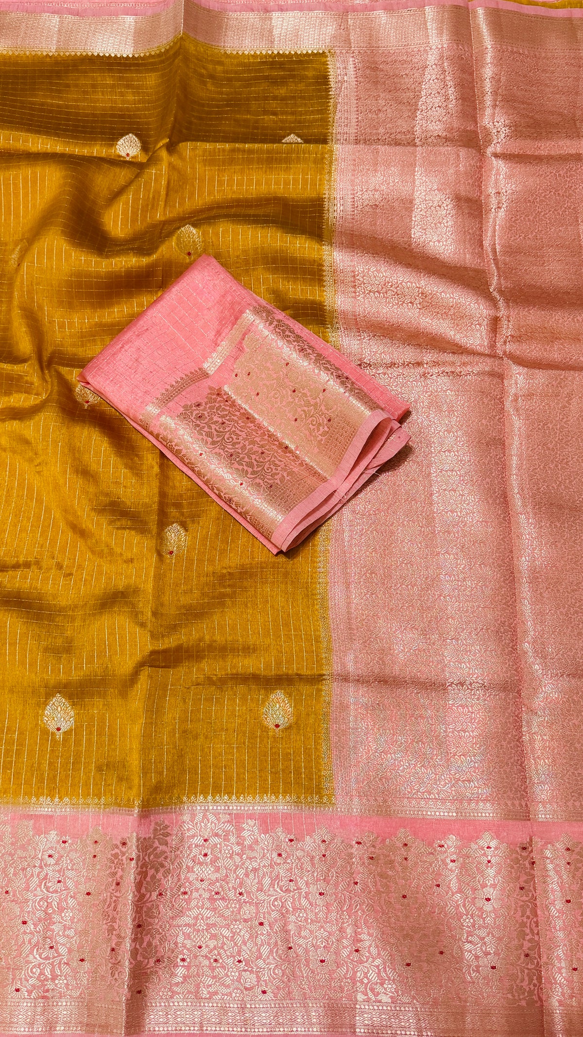 Mustard Viscose Beneras Silk Saree