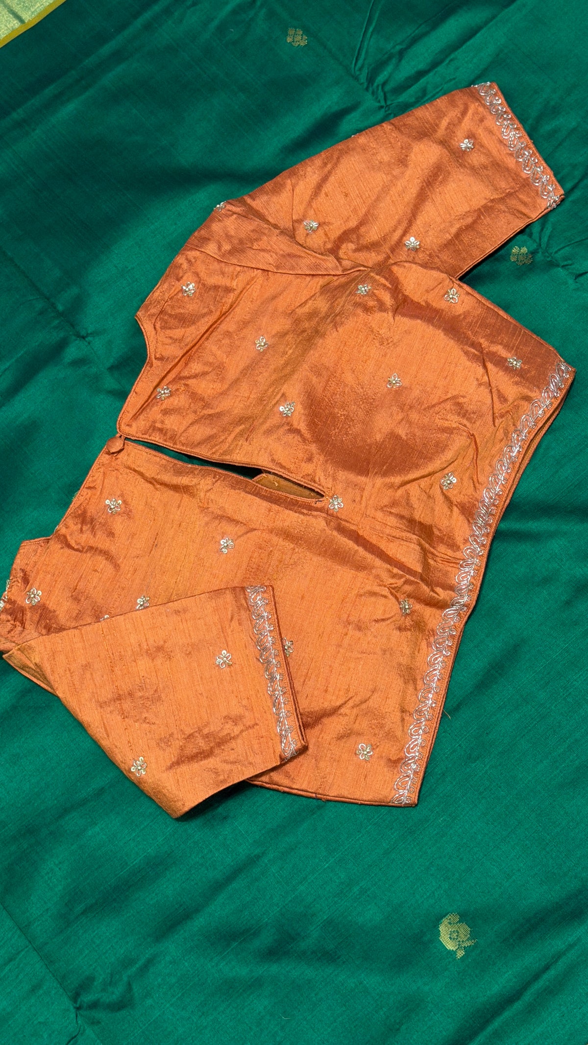 Burnt Orange Raw Silk Blouse
