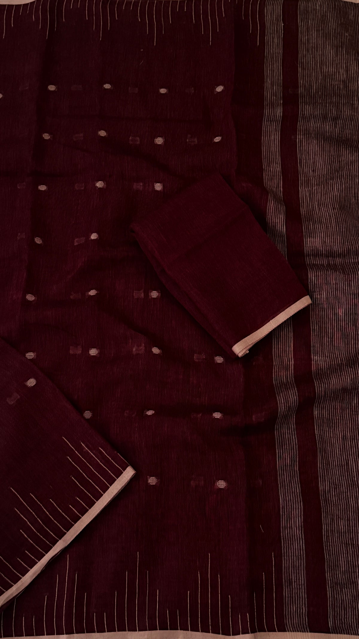 Maroon Linen Saree