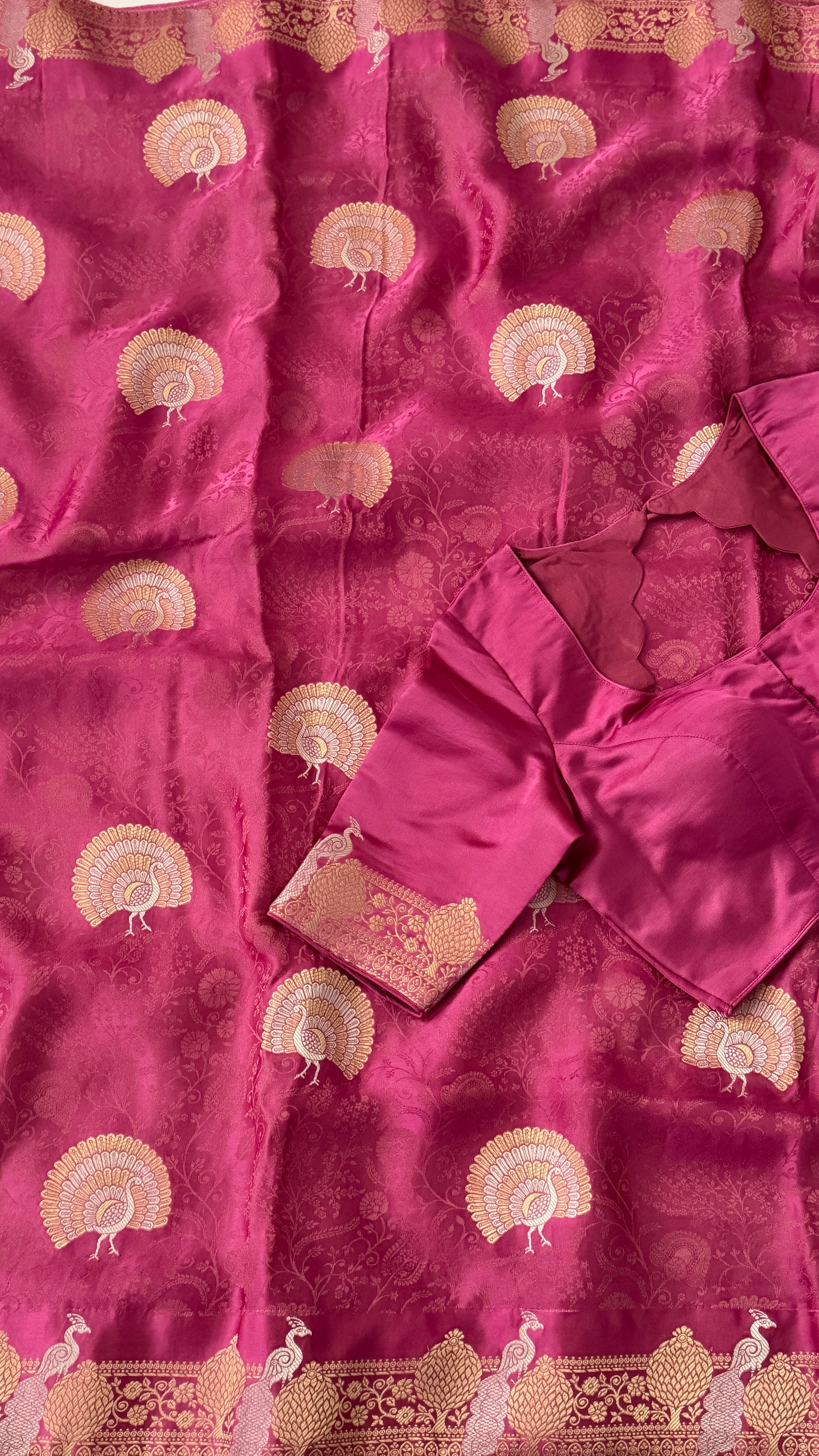 Mauve Banaras Satin SIlk Saree