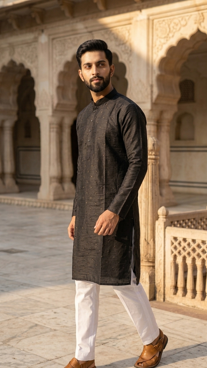Royal Black Kurta Set