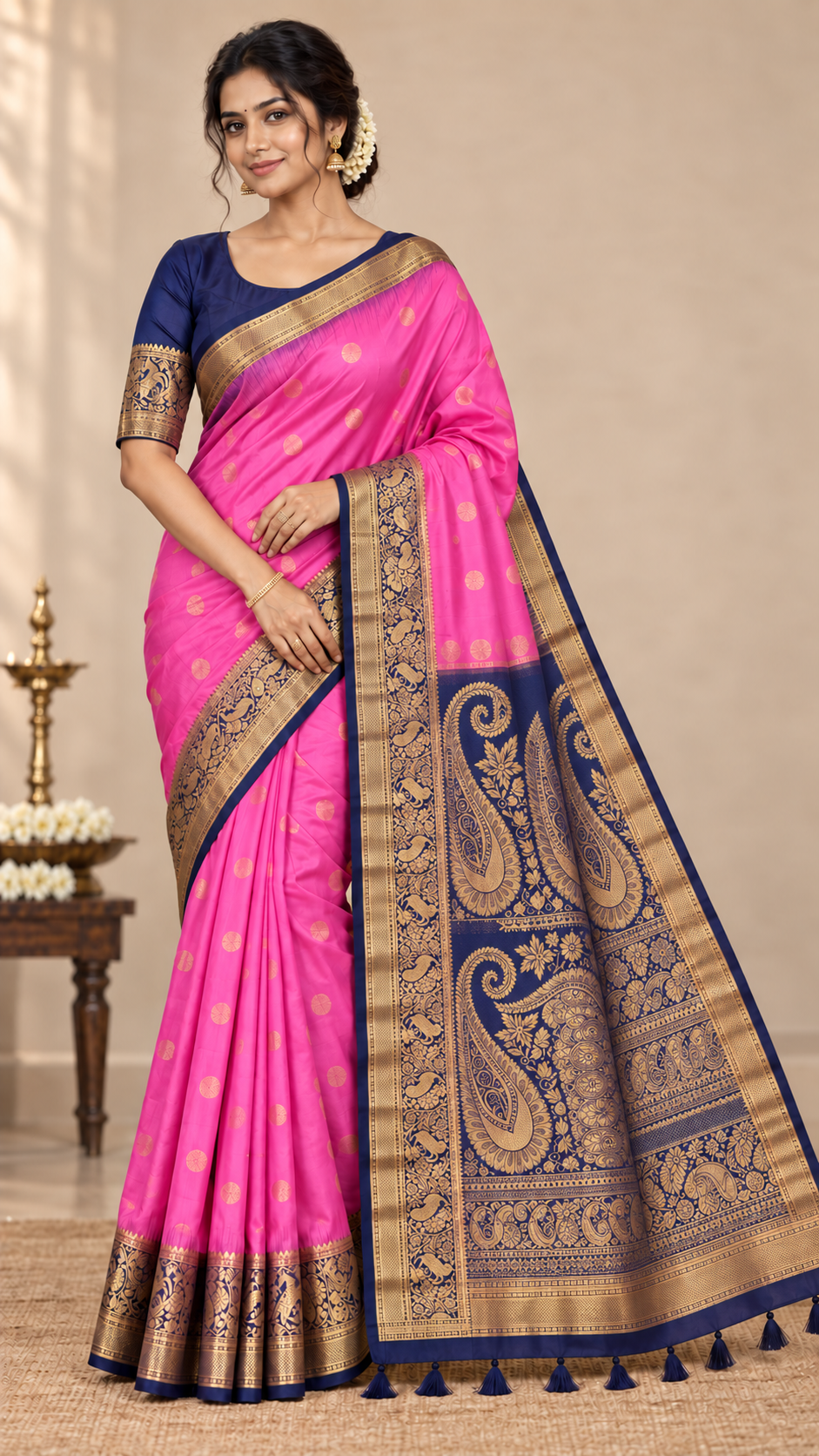 Pink Kanchi Silk Saree