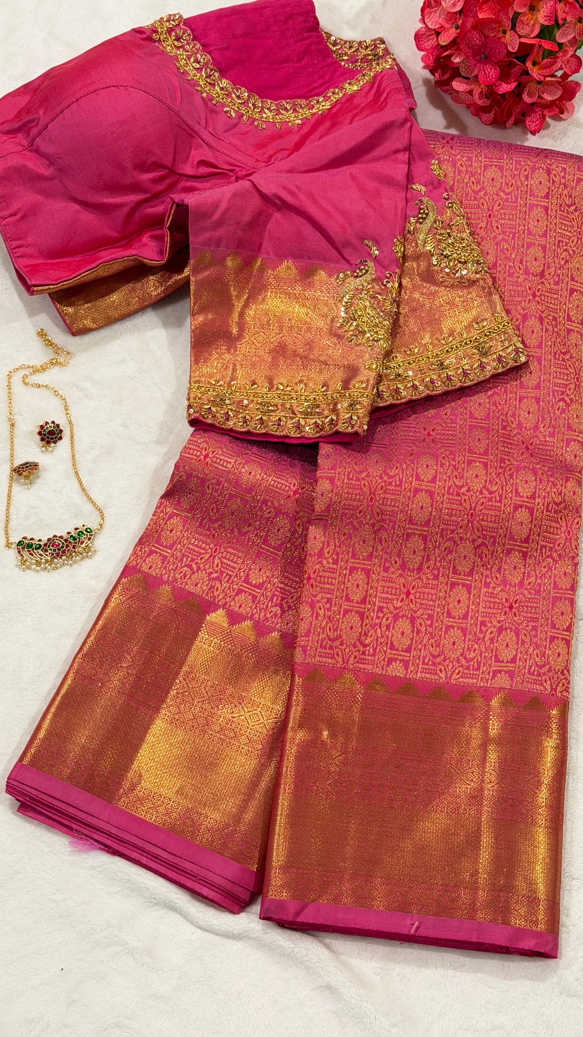 Pink Kanchi Silk Saree