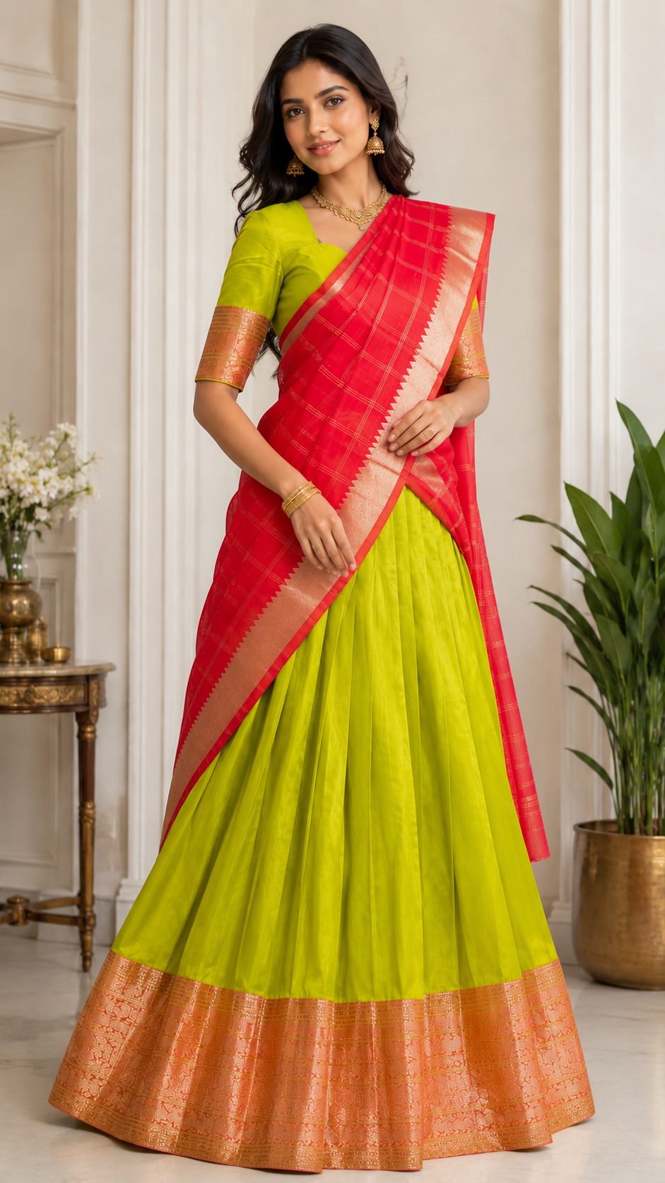 Green Malgalagiri Silk Langa Voni