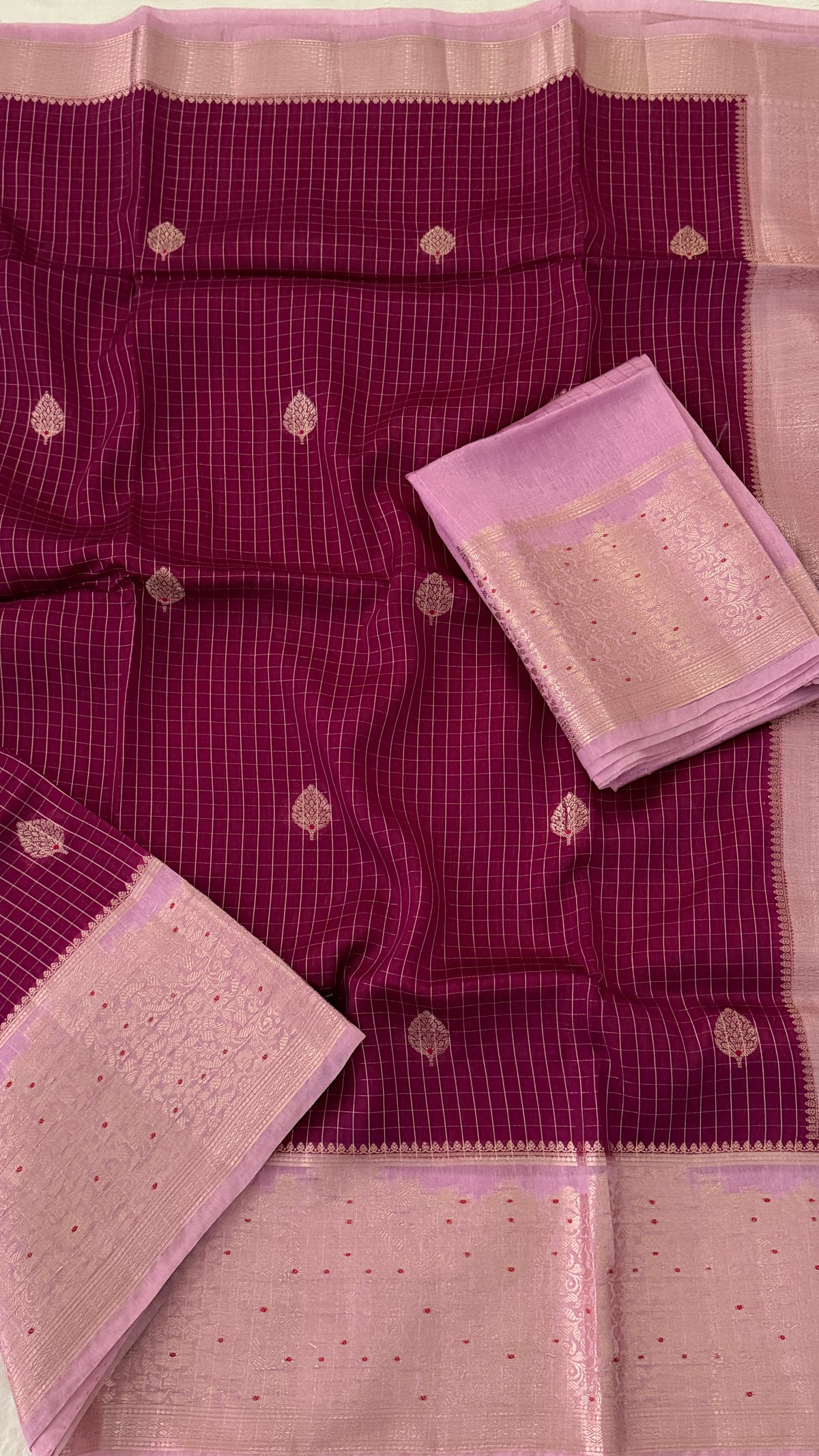Magenta Viscose Beneras Silk Saree