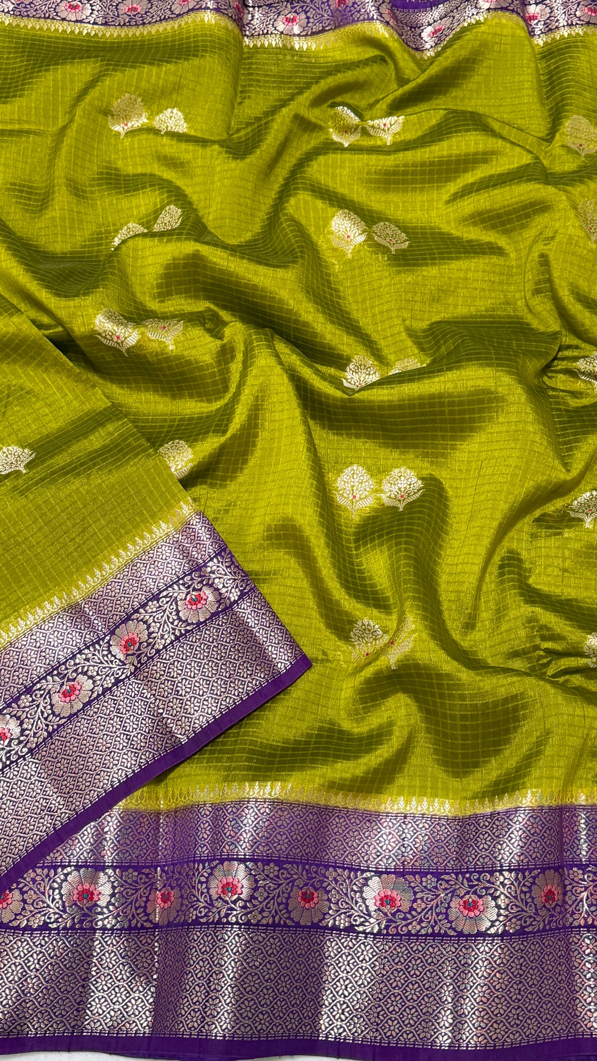 Moss Green Viscose Beneras Silk Saree