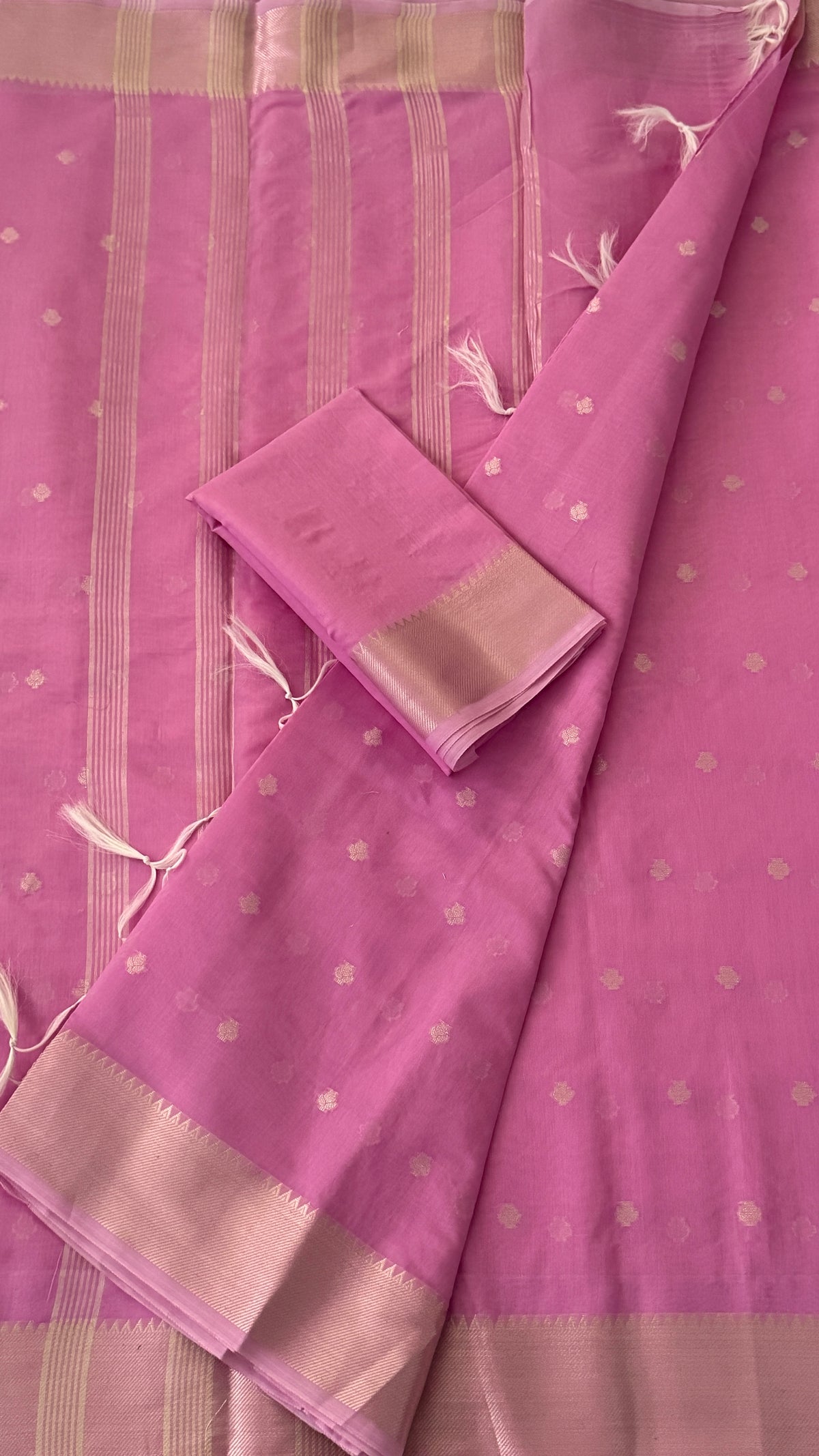 Bubblegum Pink Cotton Silk Saree