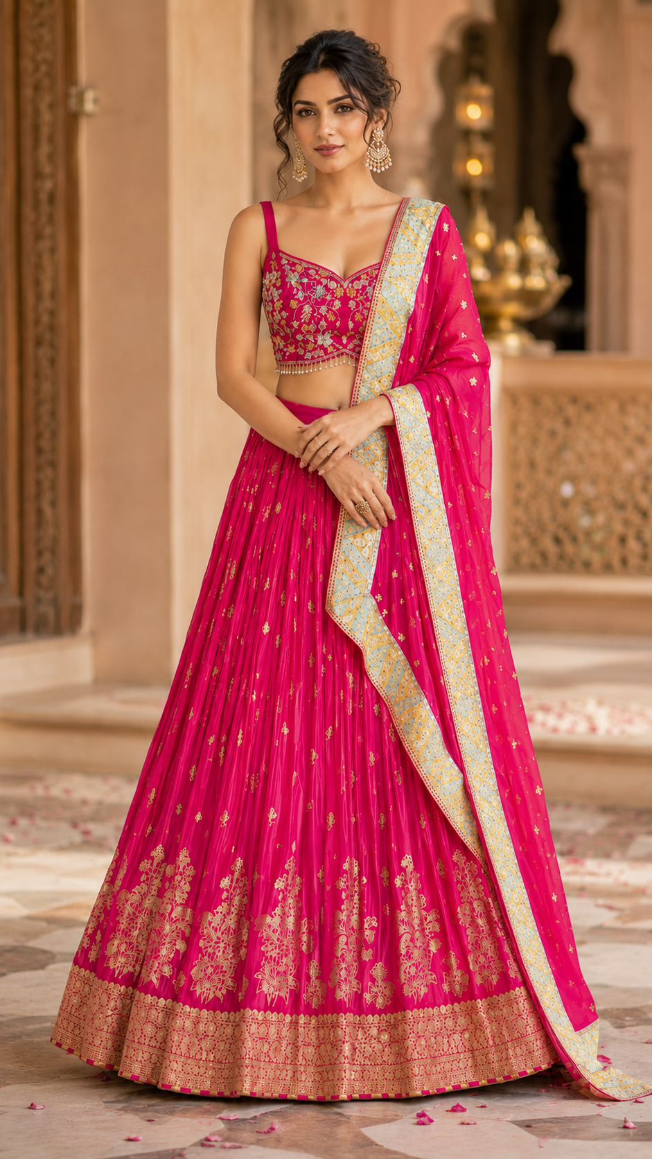Fushia Silk Lehenga