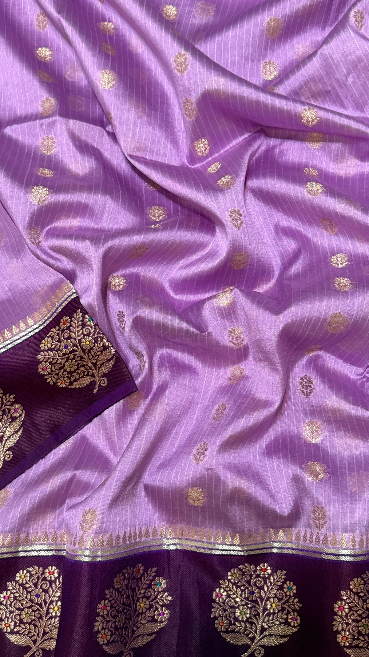 Lavender Viscode Beneras Silk Saree
