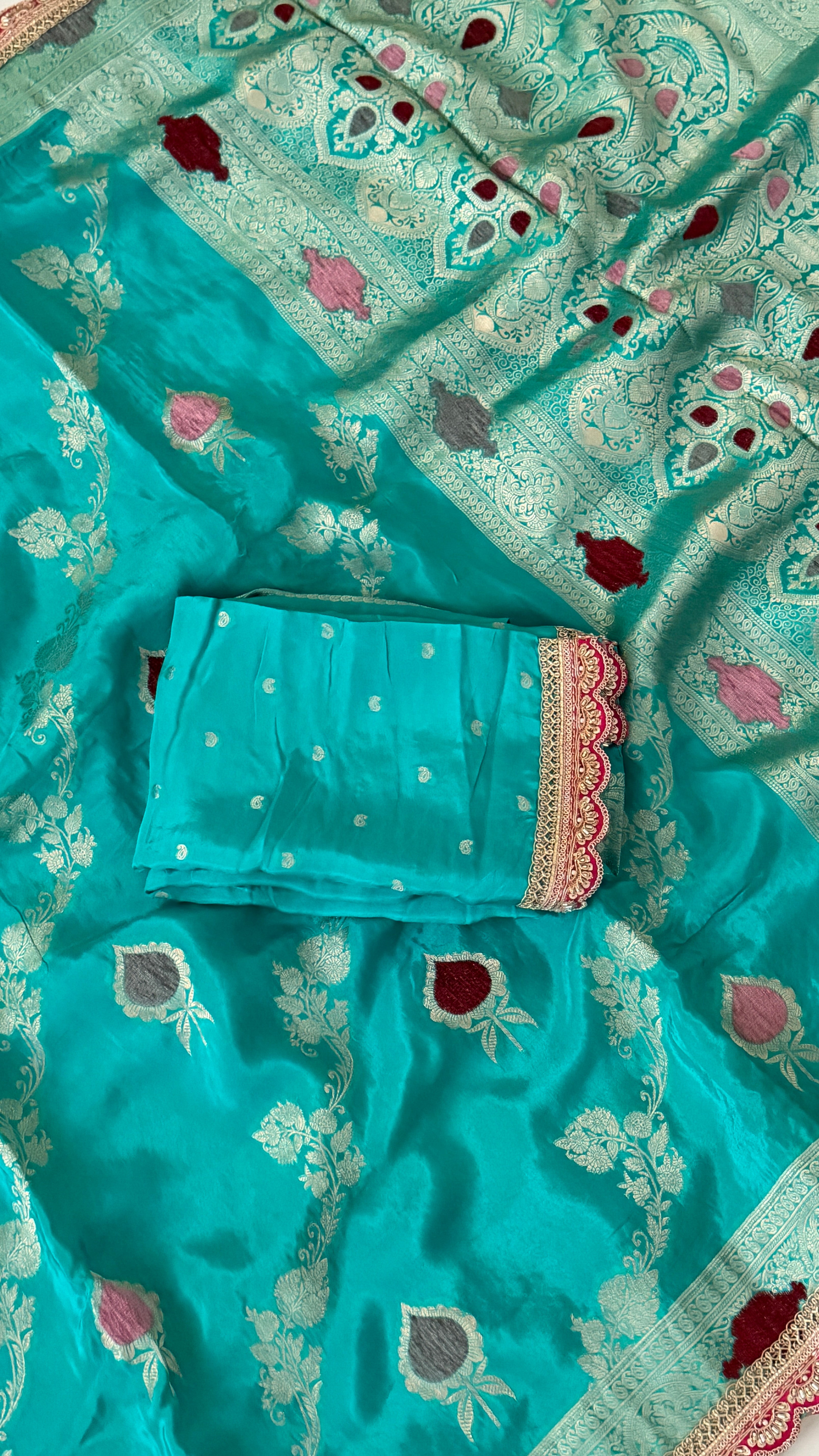 Blue Munga Silk Saree