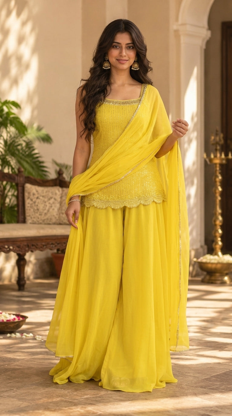 Yellow Sharara Suit