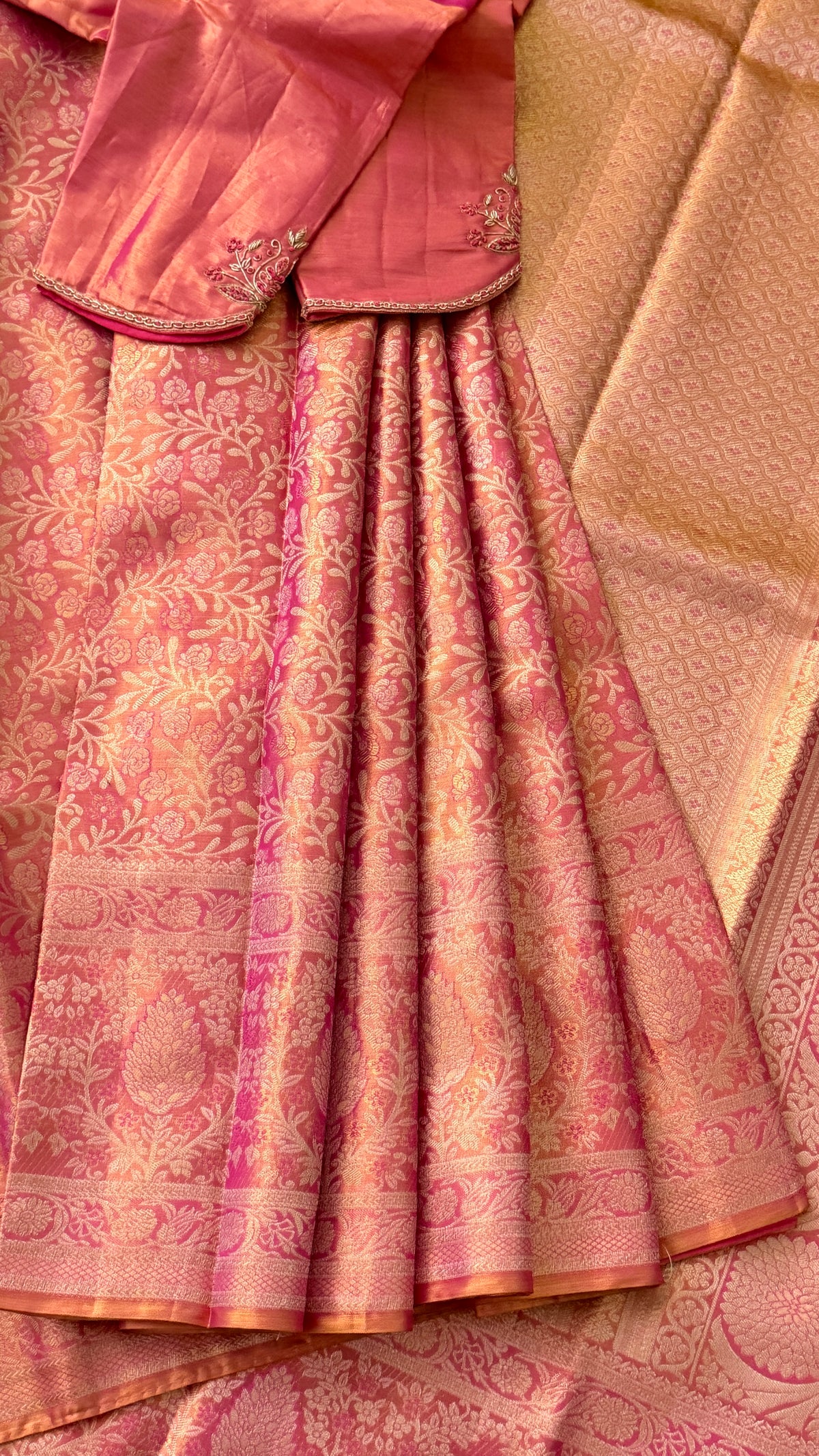 Rose Pink Kanchi Silk Saree