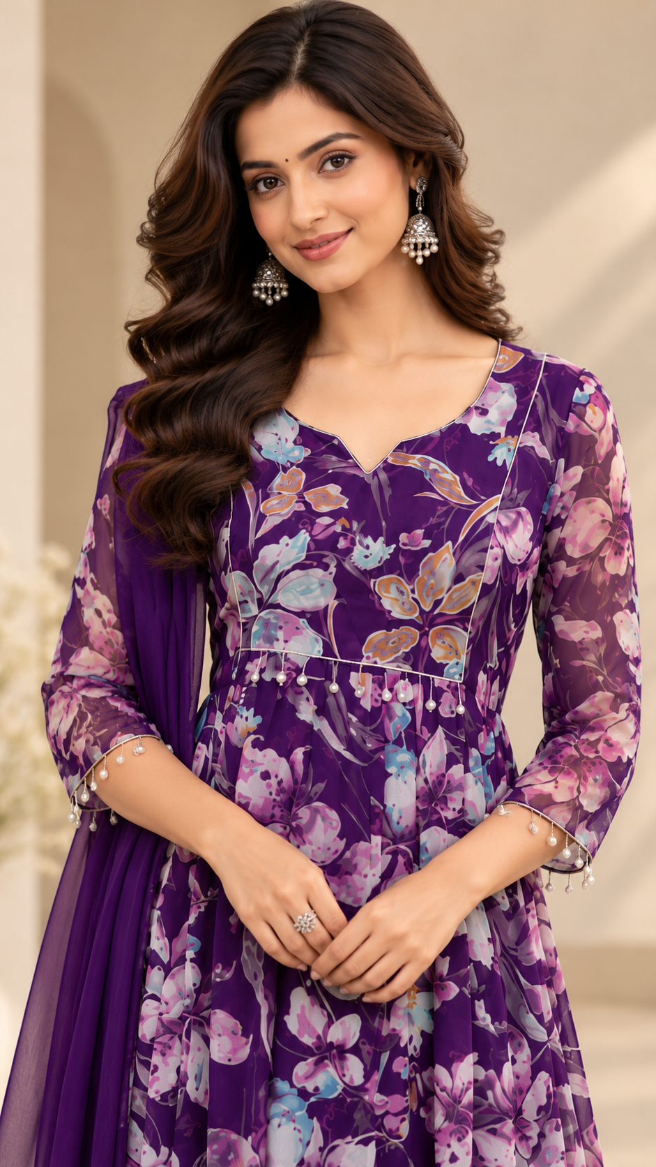 Wine Chinon Silk A-Line Cut Suit