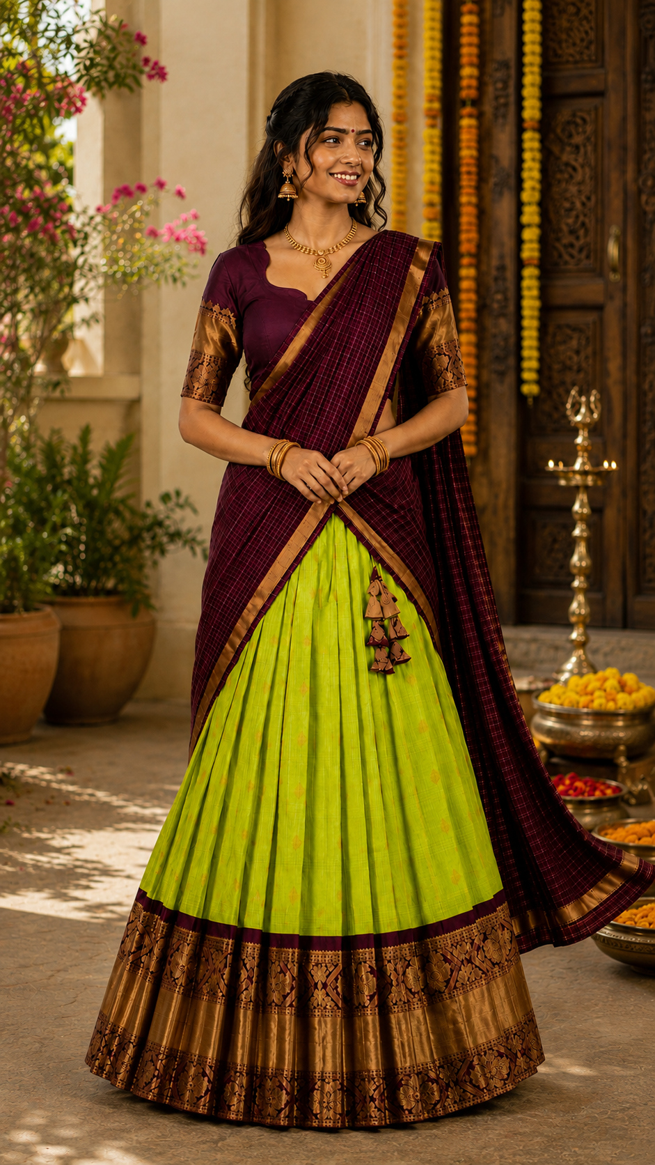Green Kuppadam Silk Langa Voni
