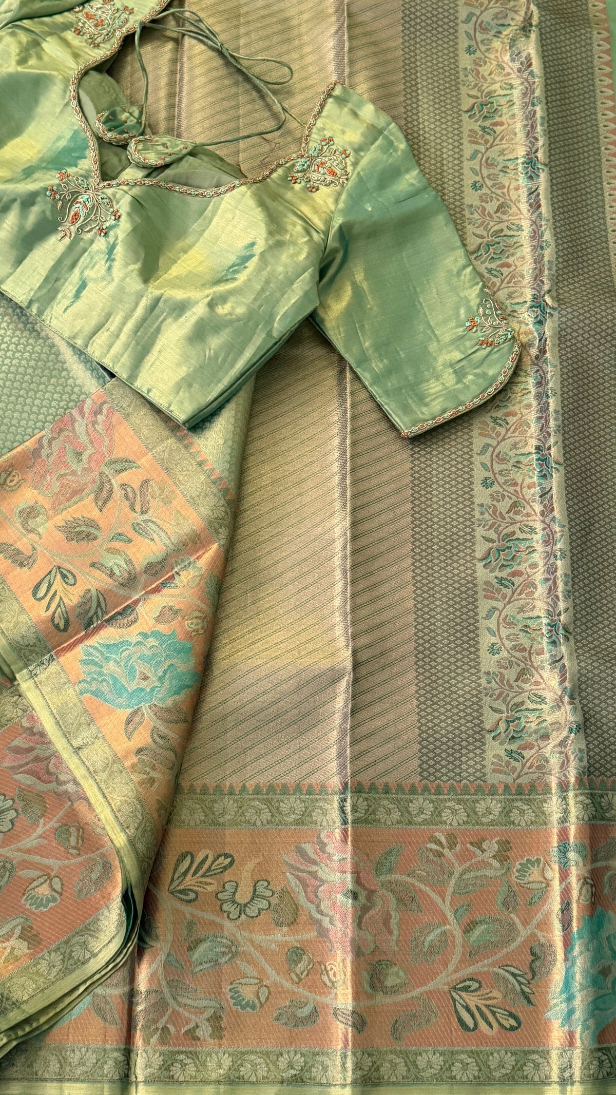 Soft Mint Green Kanchi Silk Saree