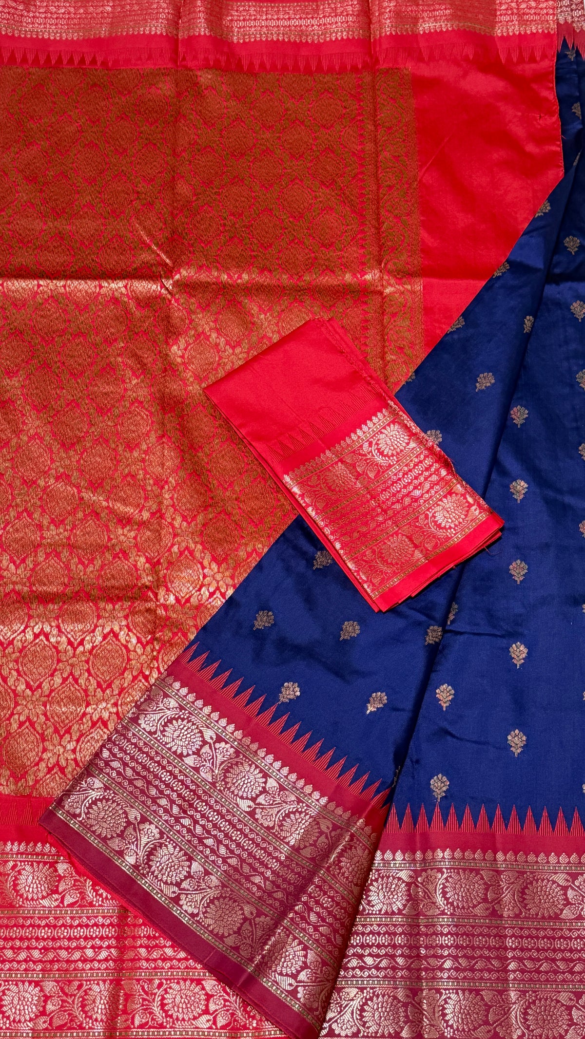 Navy Blue Semi Silk Saree