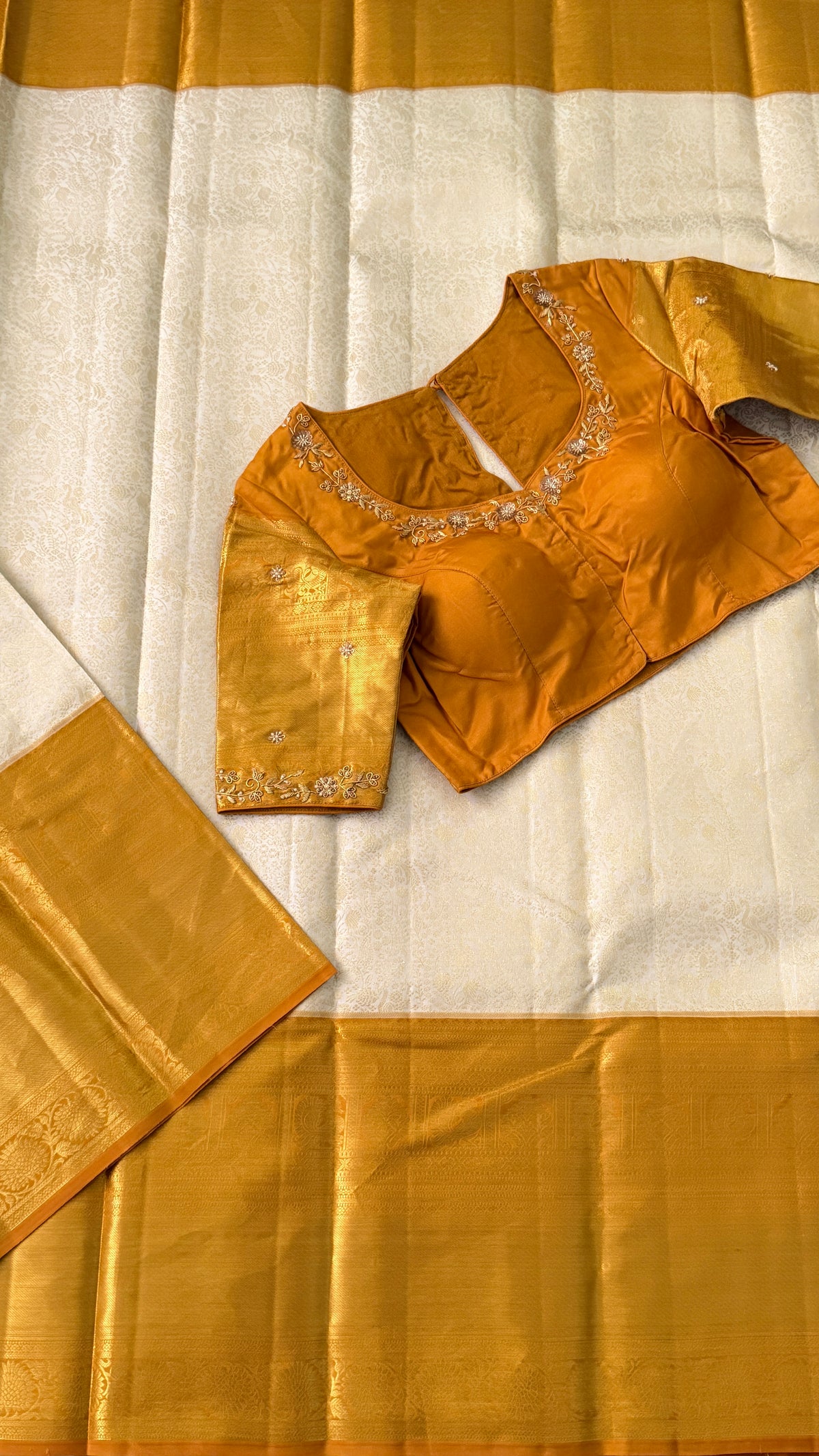 Ivory Kanchi Silk Saree
