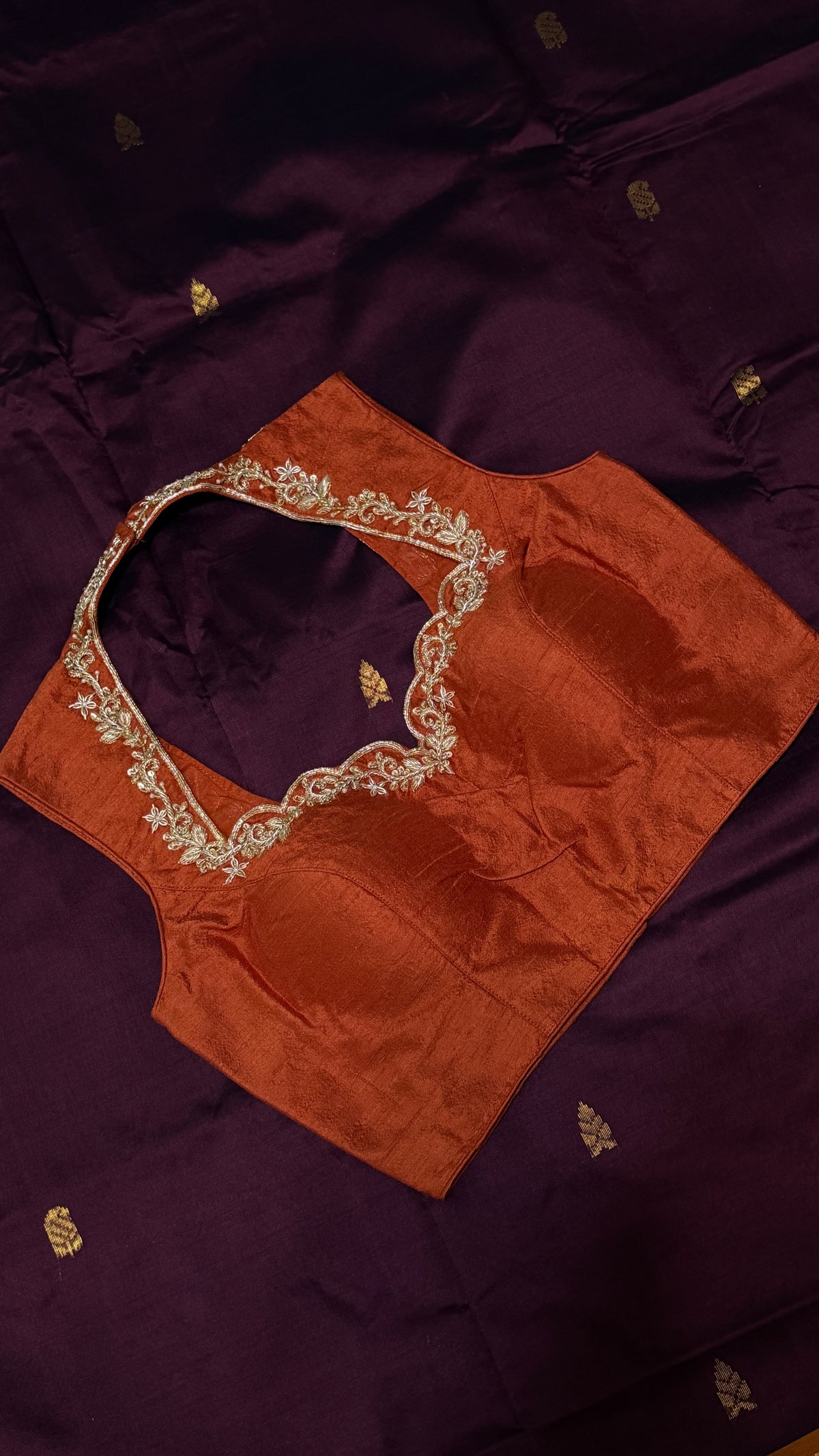 Burnt Orange Raw Silk Blouse