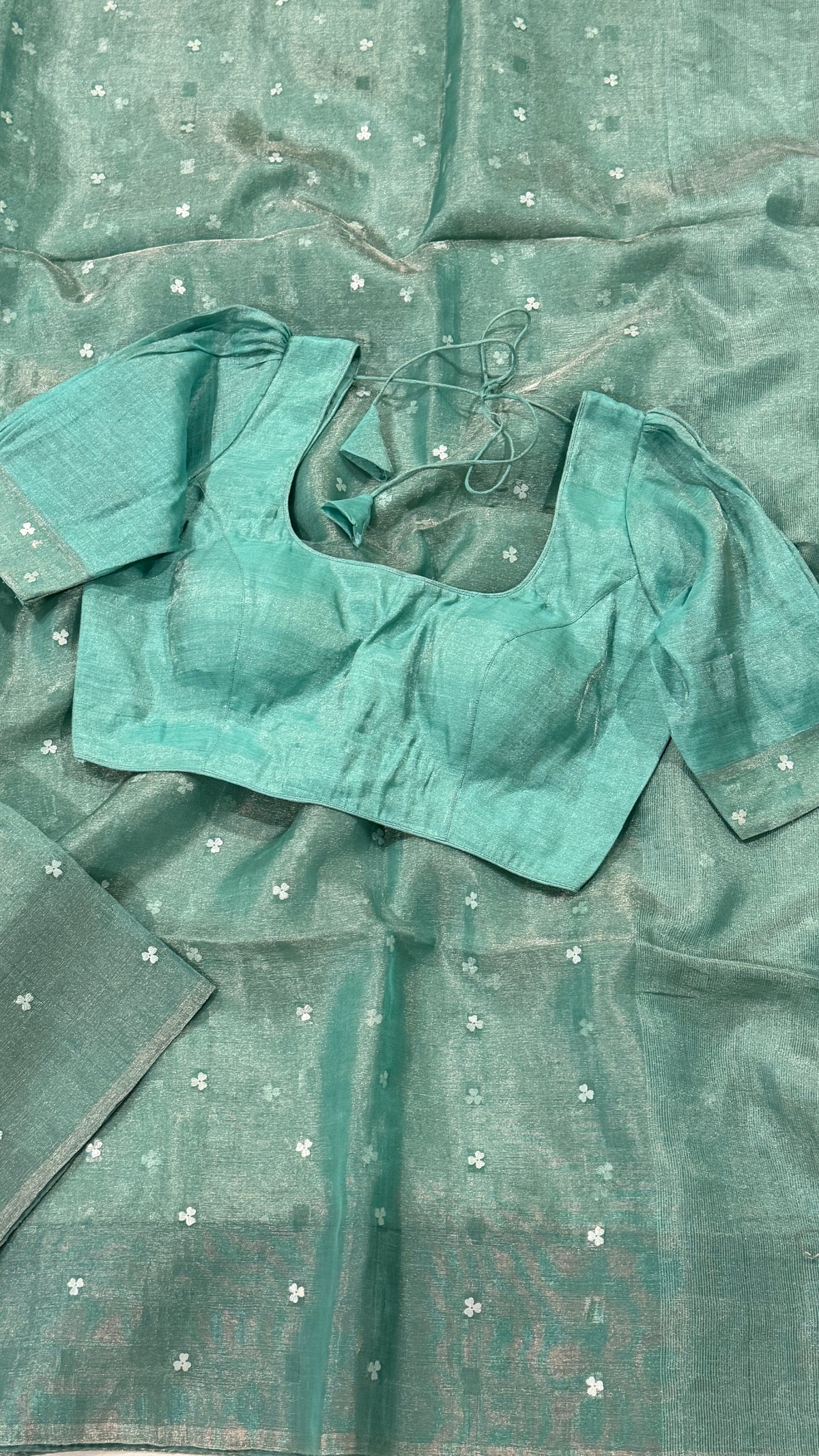 Sea Green Resham Tissue Silk Saree