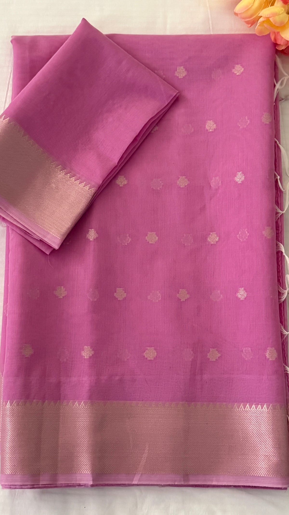 Bubblegum Pink Cotton Silk Saree