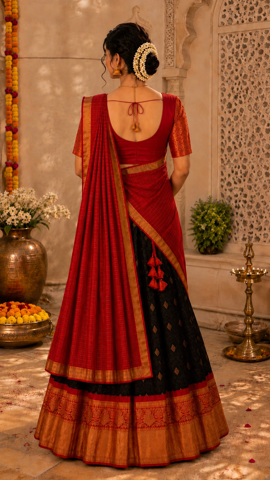 Navy Kuppadam Silk Langa Voni