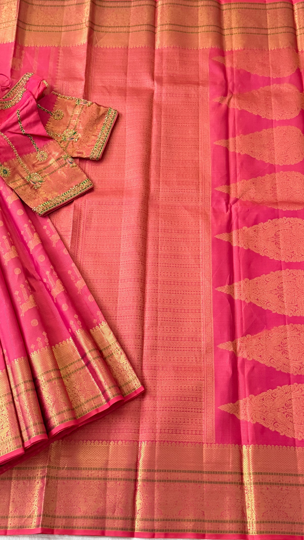 Hot Pink Kanchi Silk Saree