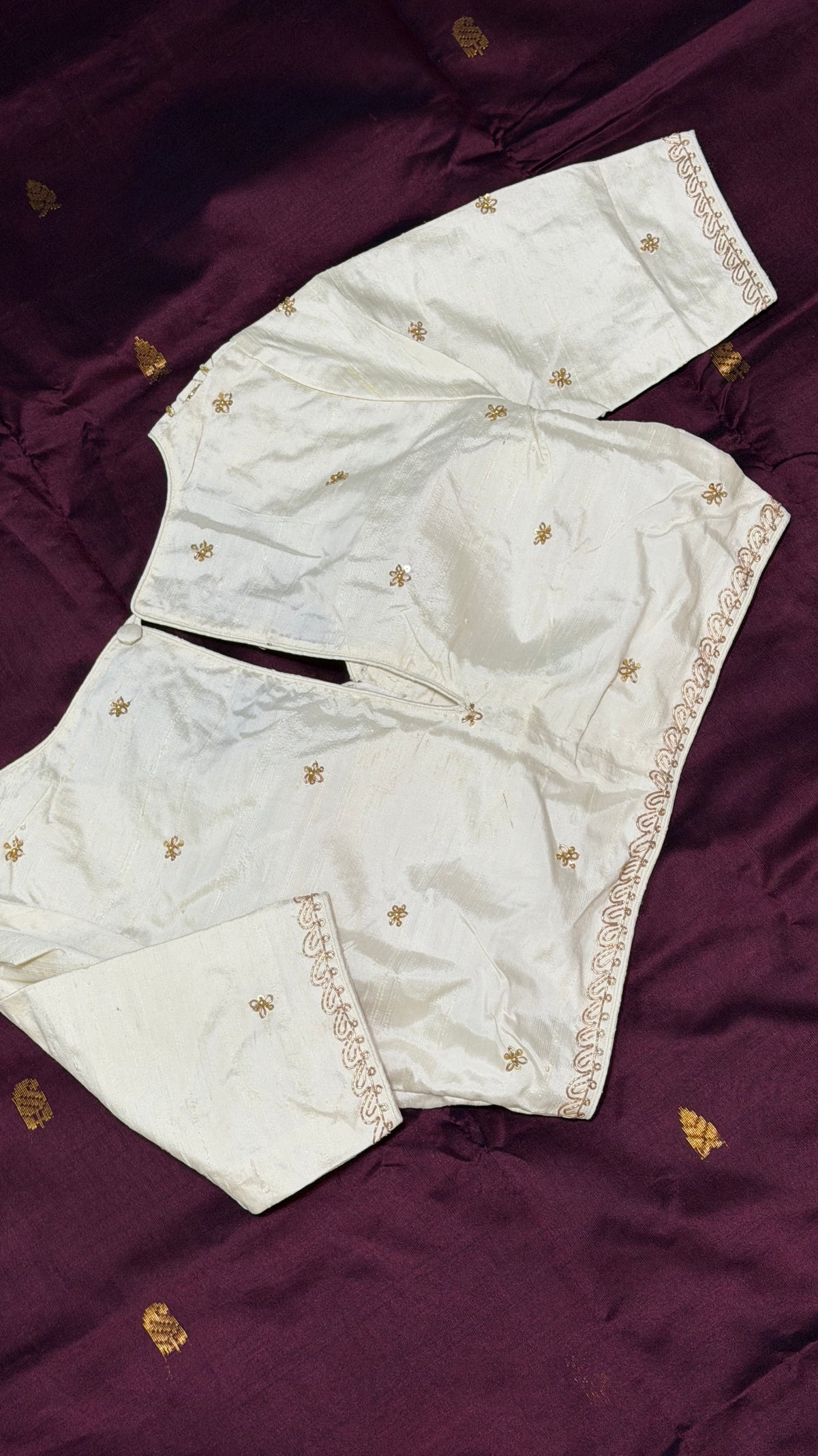Off White Raw Silk Blouse