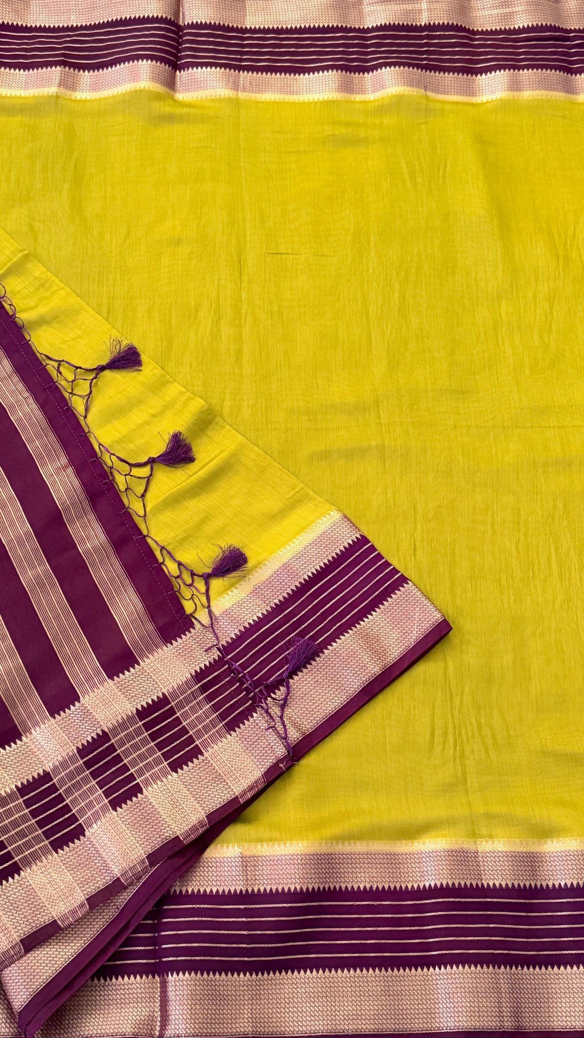 Lime- Olive Soft Cotton Saree