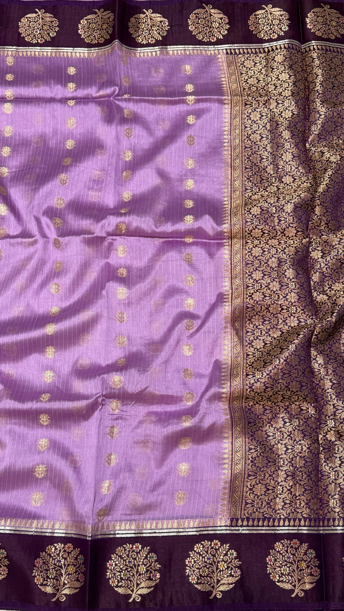 Lavender Viscode Beneras Silk Saree
