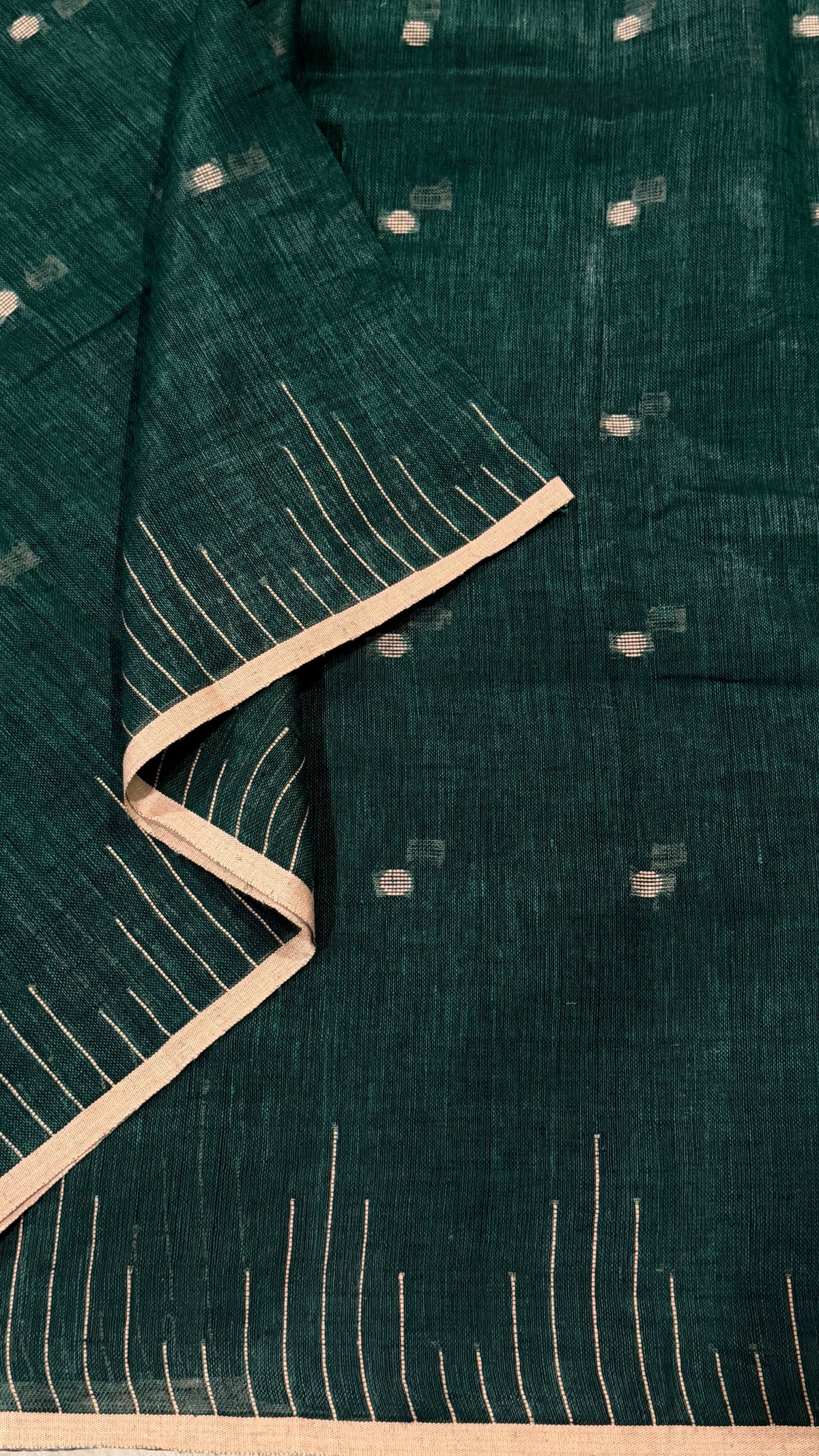 Bottle Green Linen Saree
