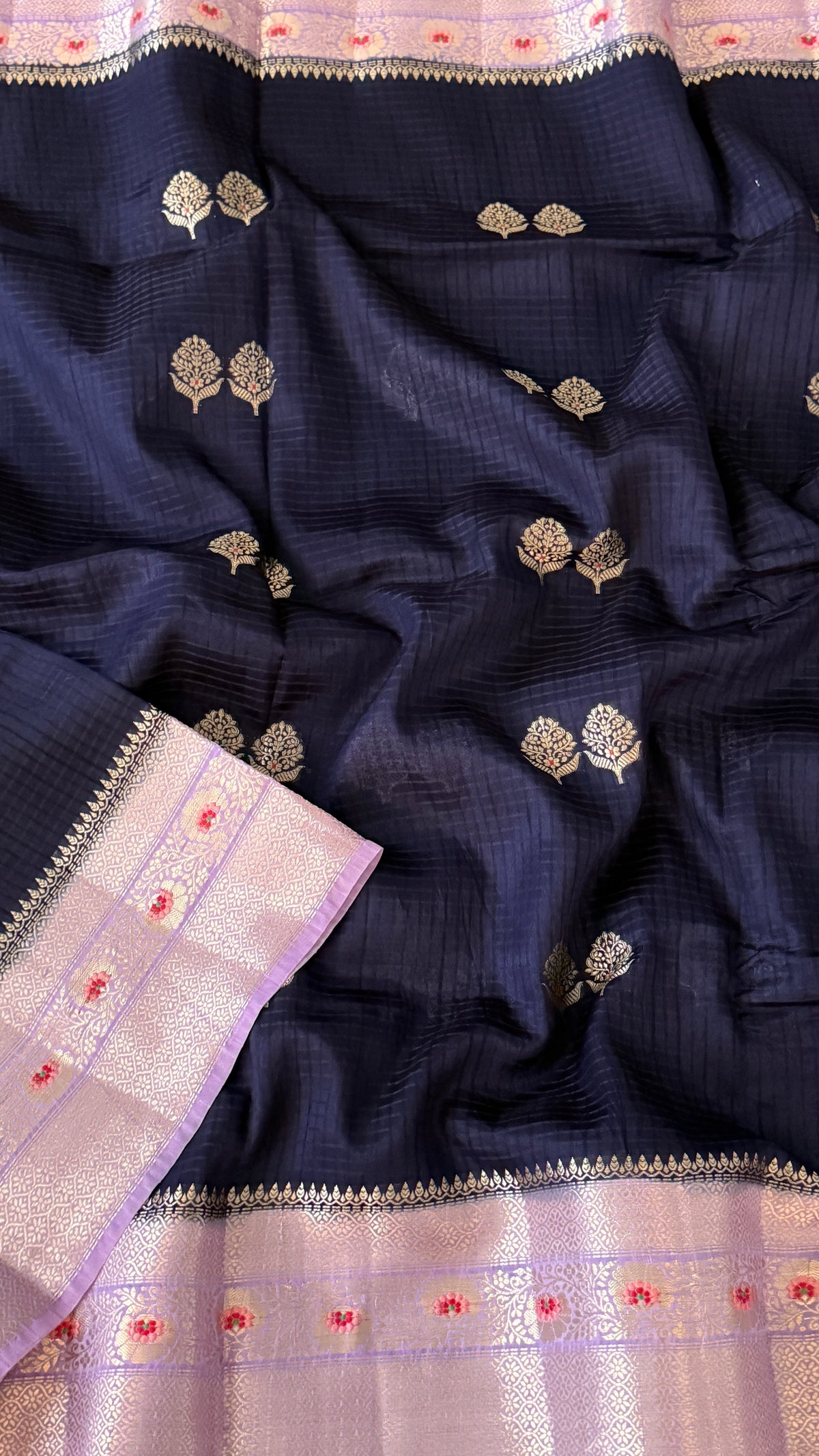 Navy Blue Viscode Beneras Silk Festive Saree
