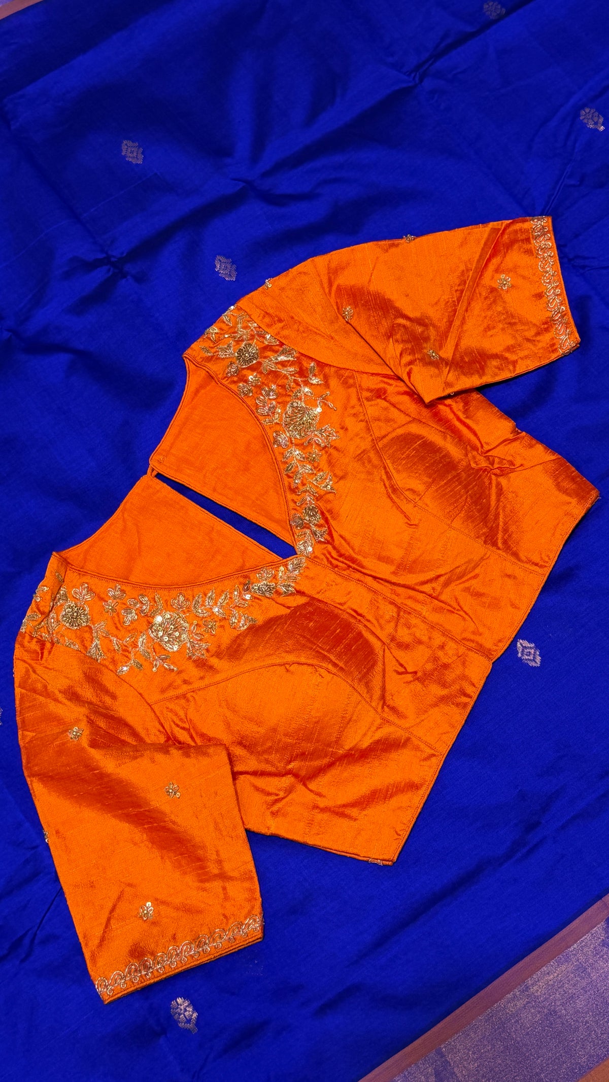 Orange Raw Silk Blouse