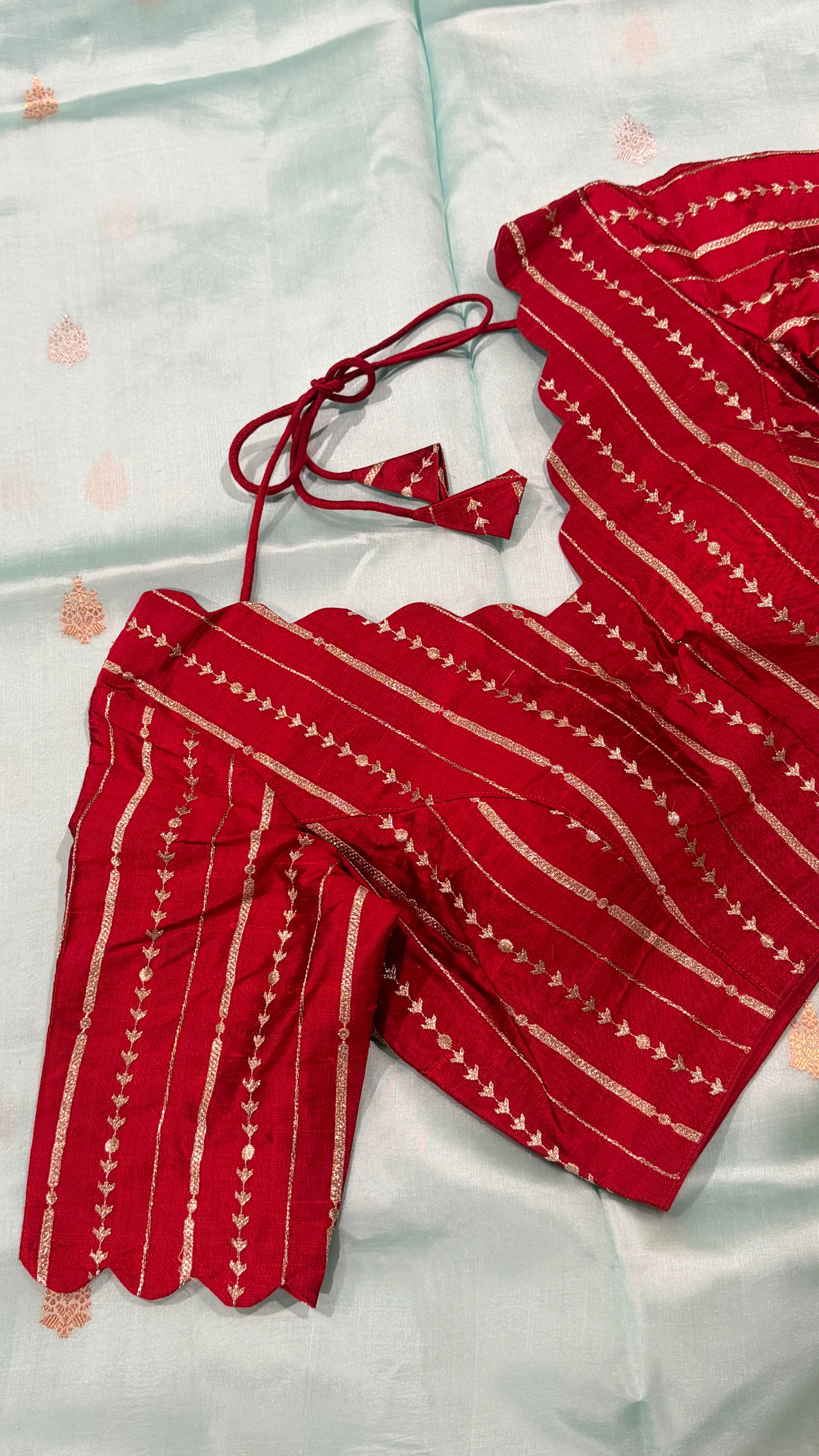 Maroon Zari Vine Scallop Blouse
