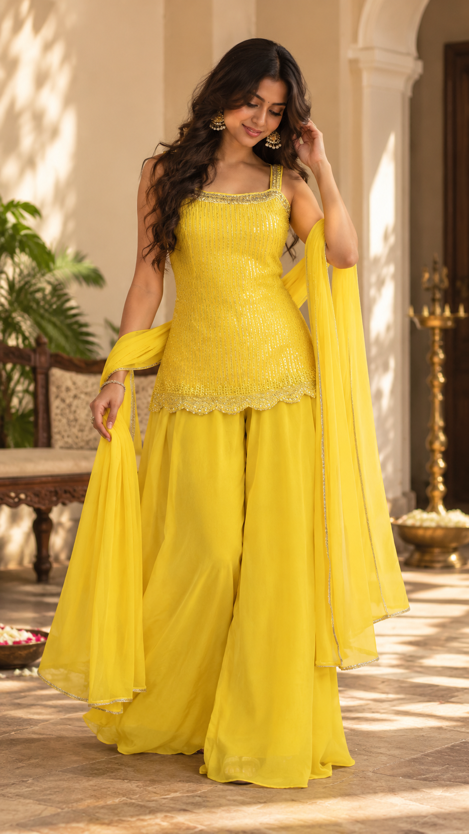Yellow Sharara Suit