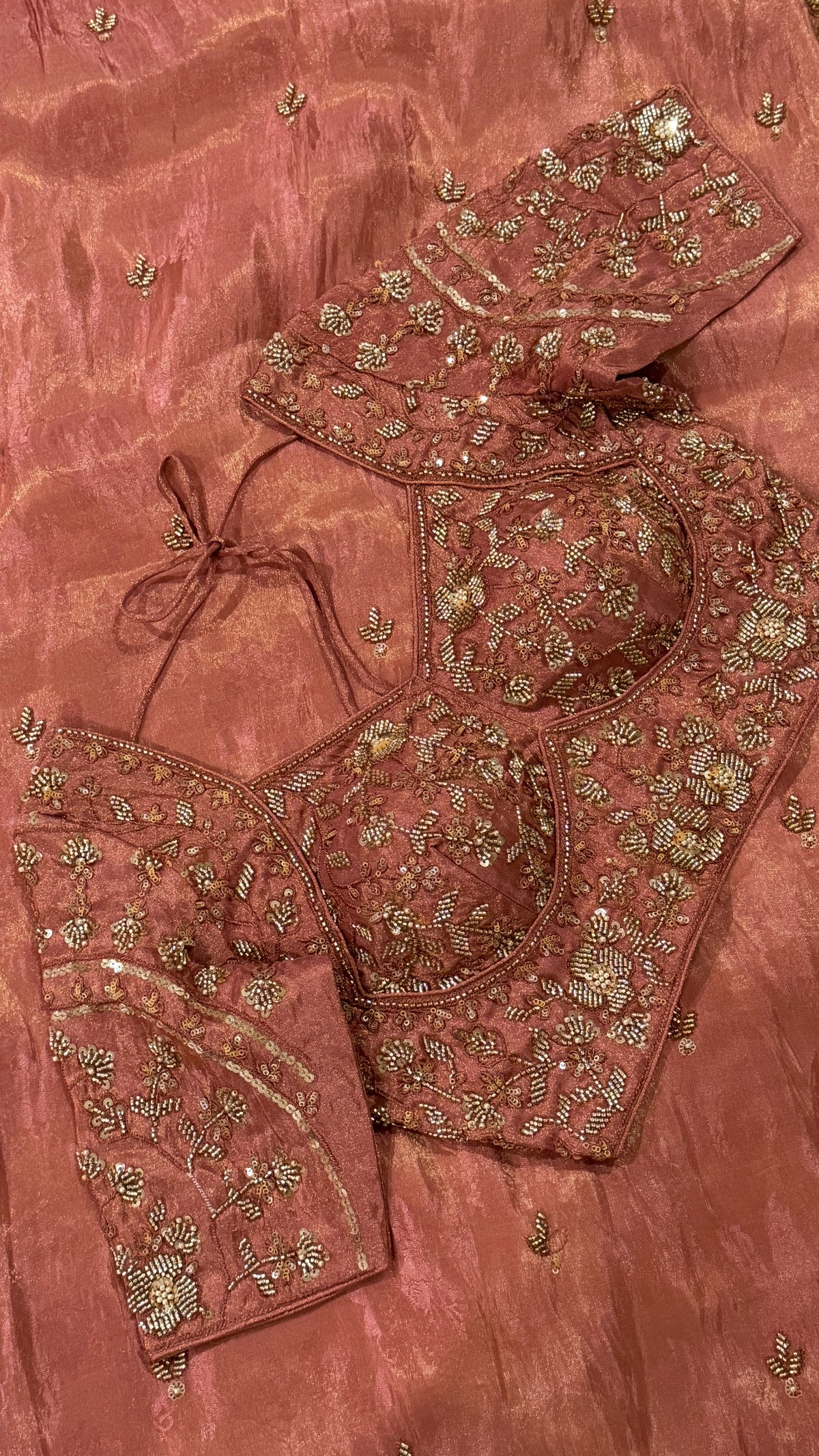 Rose Gold Crepe Silk Fancy Saree