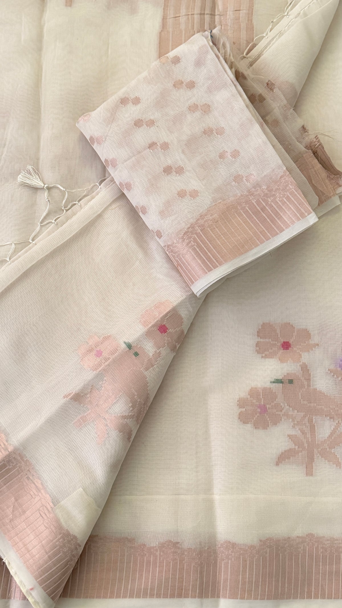 Cream Cotton Silk Saree