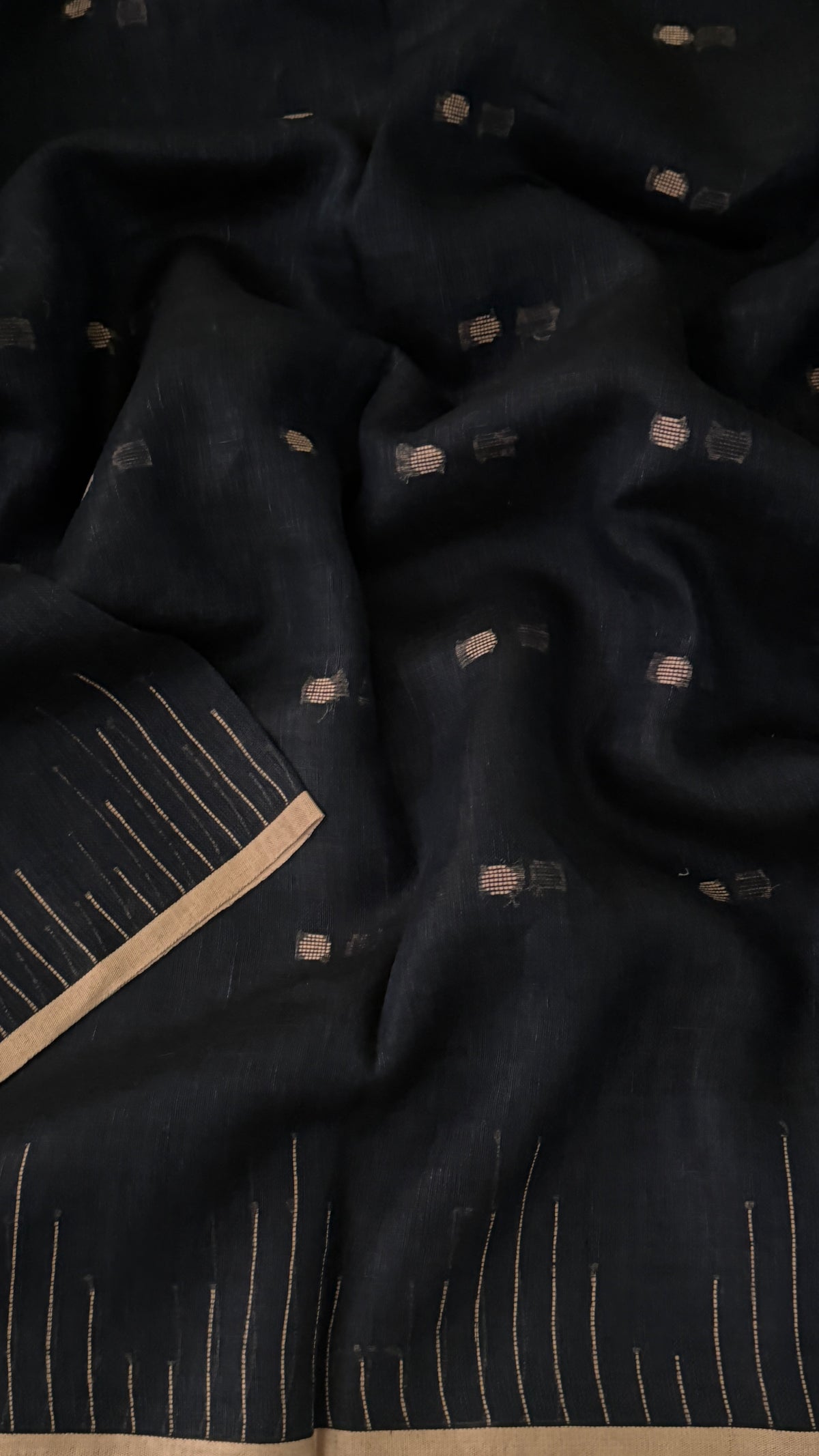 Navy Linen Saree