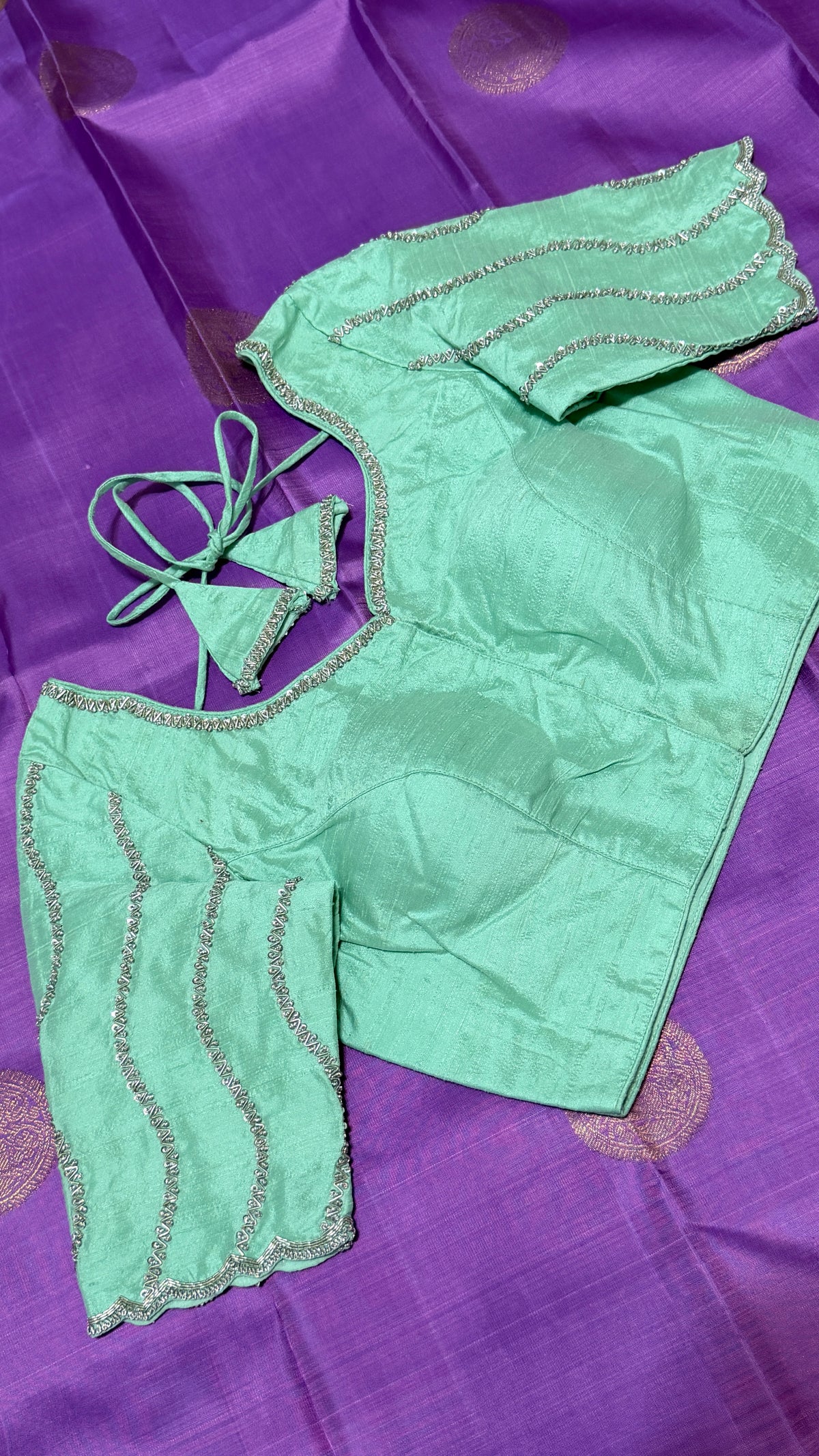 Mint Green Raw Silk Blouse
