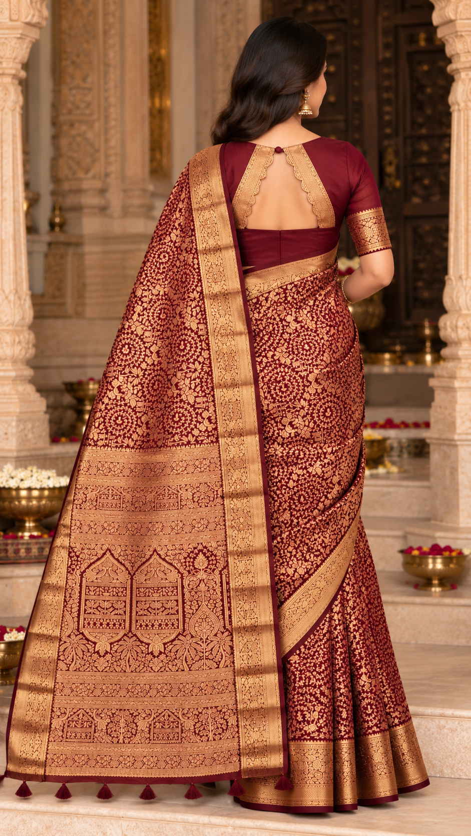 Brown Kanchi Silk Saree