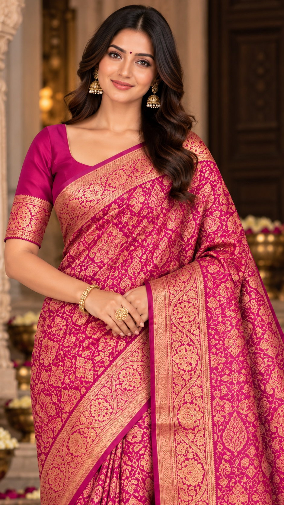 Pink Kanchi Silk Saree