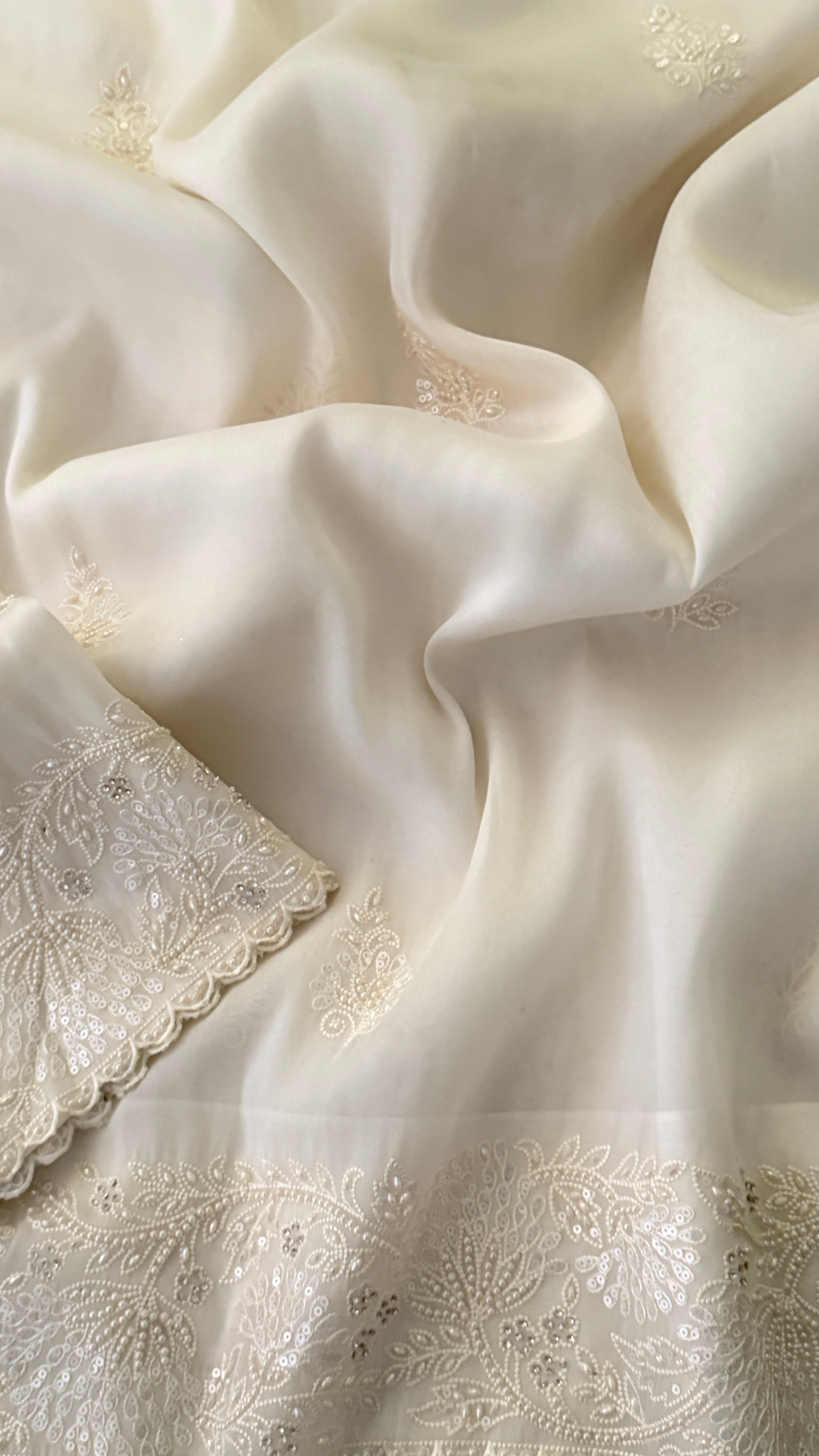 Off White Soft Organza Fancy Saree